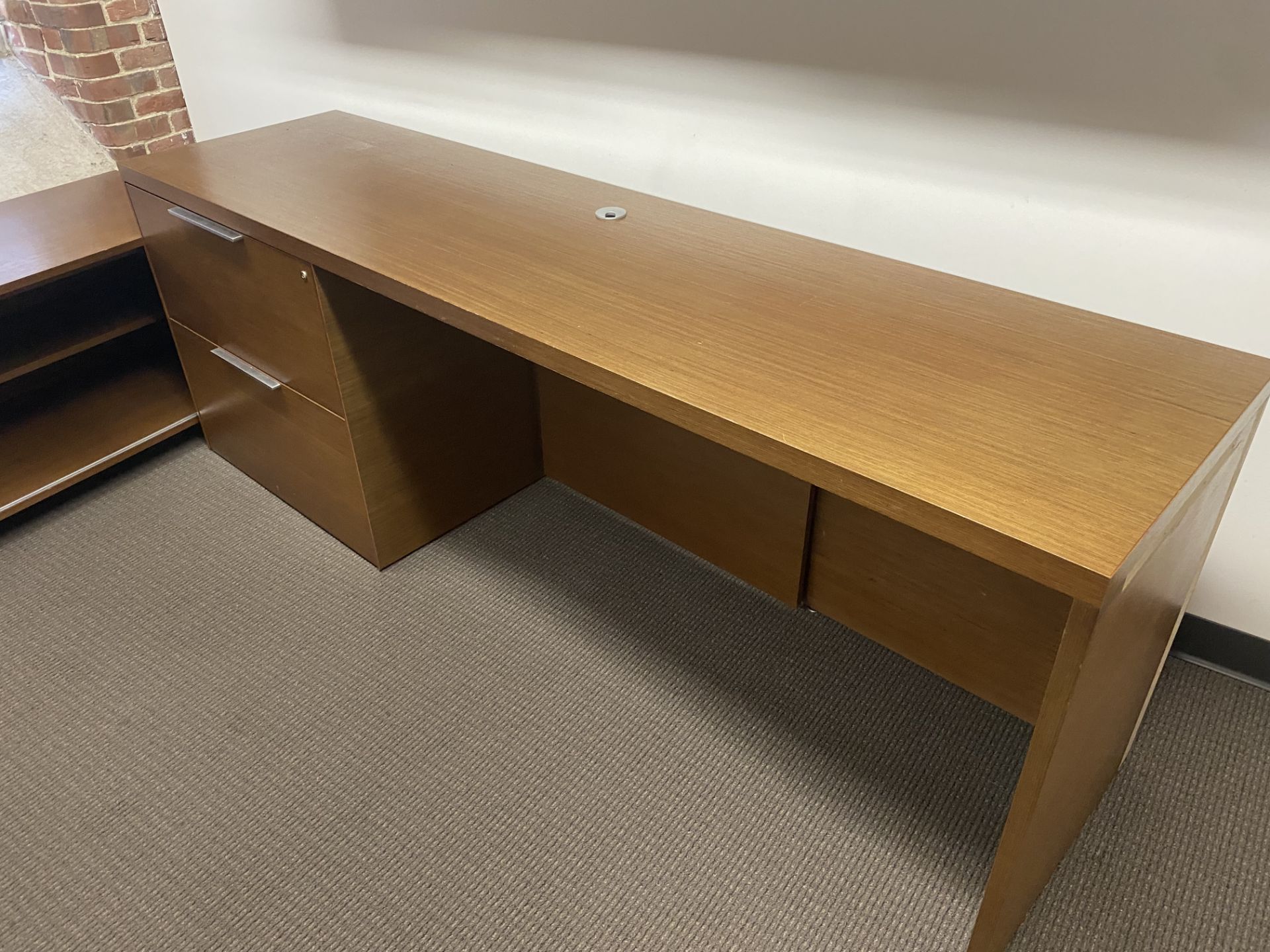 {LOT} 3' x 6' Ergonomic Electric Height Adjustable Wood Top Desk (49" Max Height) w/Matching - Image 3 of 4