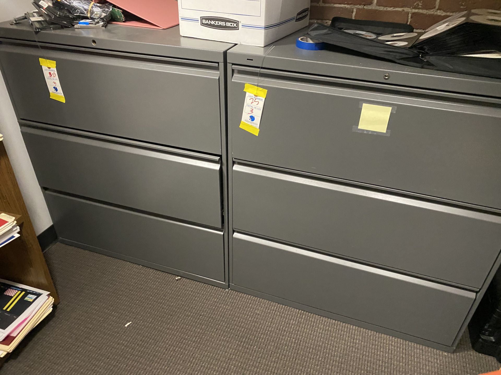 (3) 3 Section Lateral File Cabinets