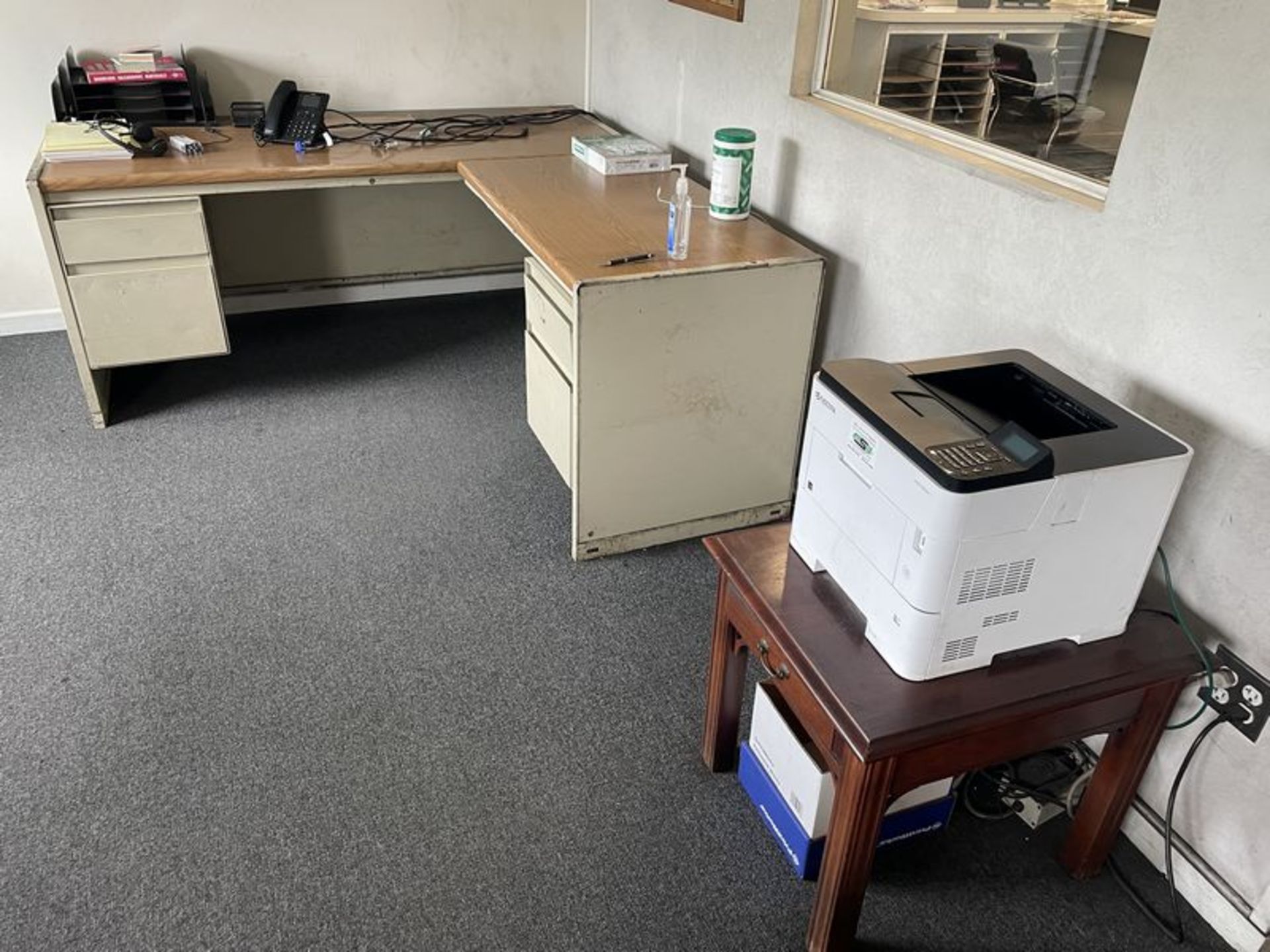 (Lot) in Main Office C/O: Desks, Shelves, Files Cabs. Chairs, Monitors, Printers, Office Supplies, - Image 5 of 12