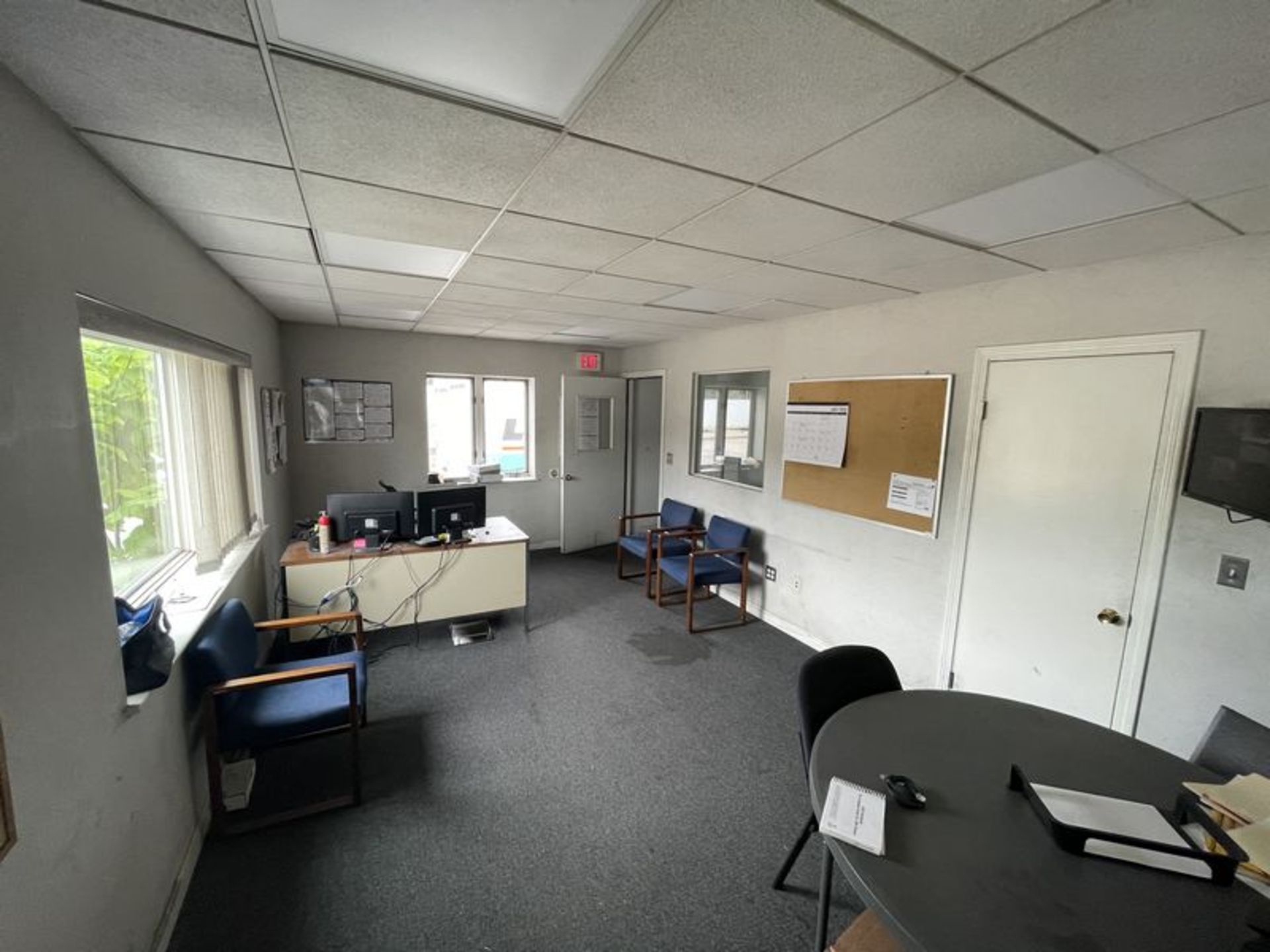 (Lot) in Main Office C/O: Desks, Shelves, Files Cabs. Chairs, Monitors, Printers, Office Supplies, - Image 7 of 12