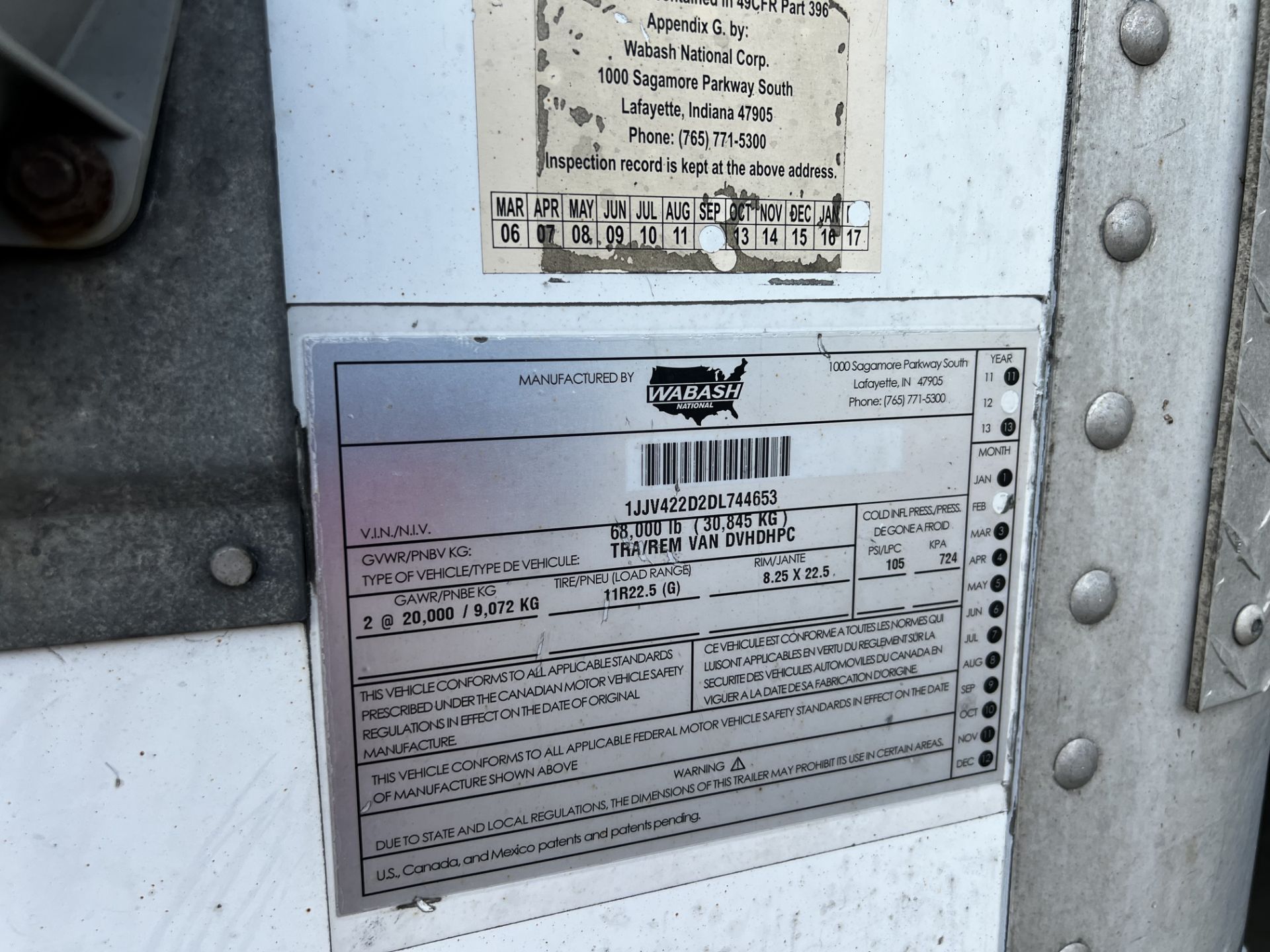 2013 Wabash 42' Liftgate Trailer, Roll Up Door, Sliding Rear Axle, 12'9" HT, (Unit 42106) - Image 7 of 8