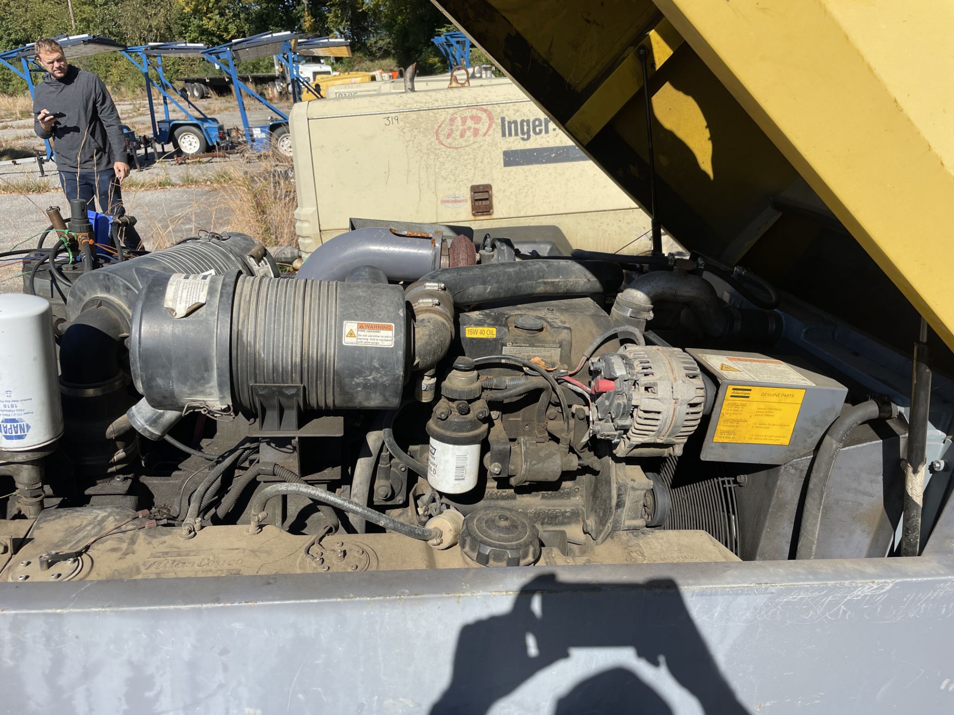 Atlas Copco XAS 185 JD7 Towable Air Compressor, Pintle Hitch, 49 HP, Hrs: 11,288 (STARTS) - Image 3 of 5