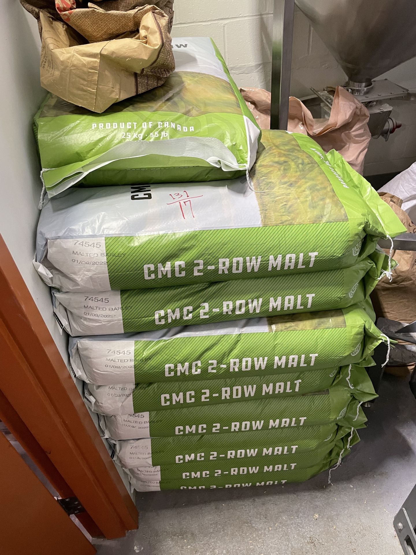 (17) 55 Lb. Bags of CMC 2-ROW MALT Malted Barley Bags