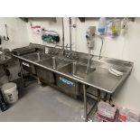 8' 3 Compartment All SS Sink w/T & S