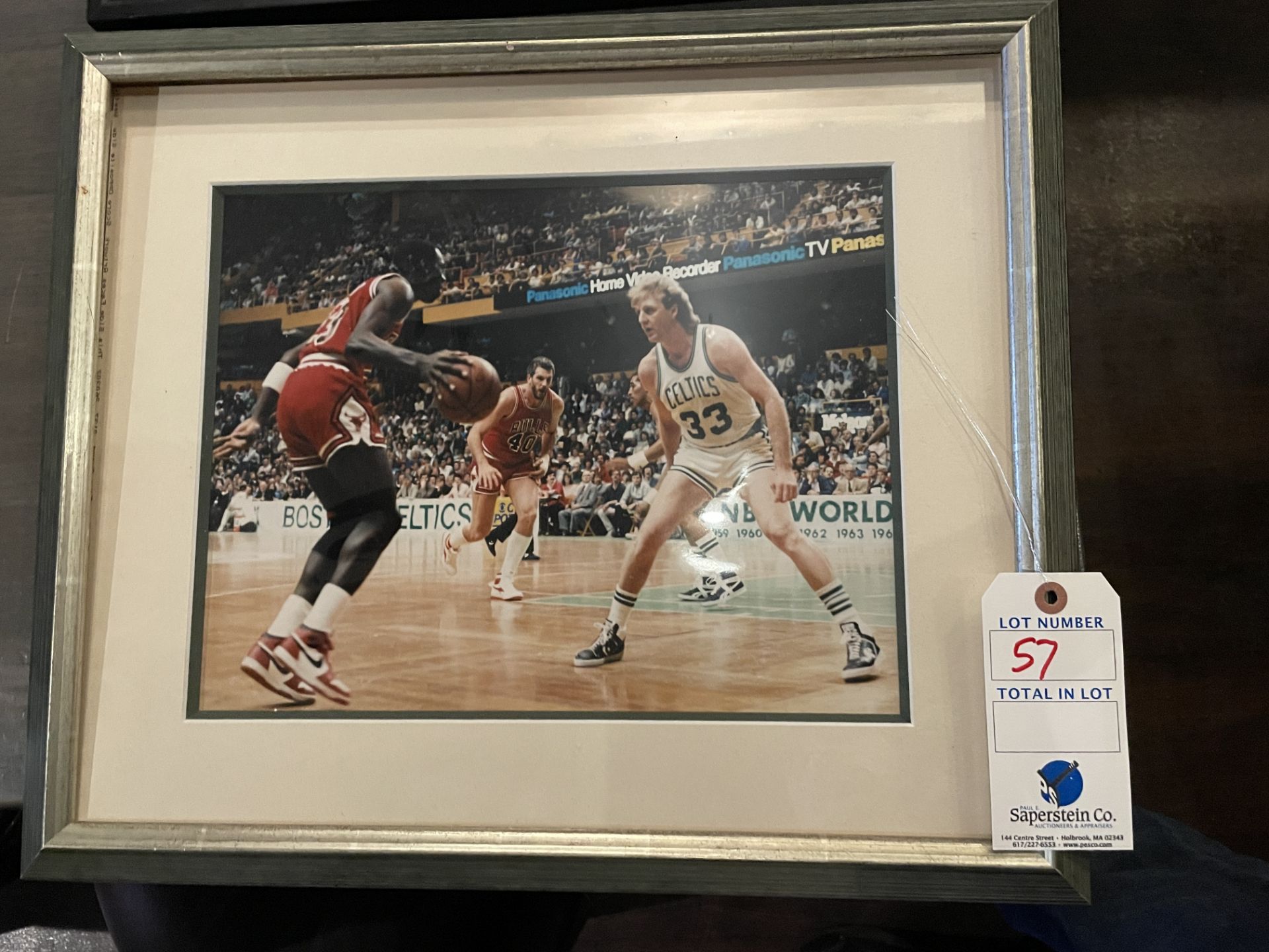 Michael Jordan and Larry Bird framed Photo 19.5 "x 17"