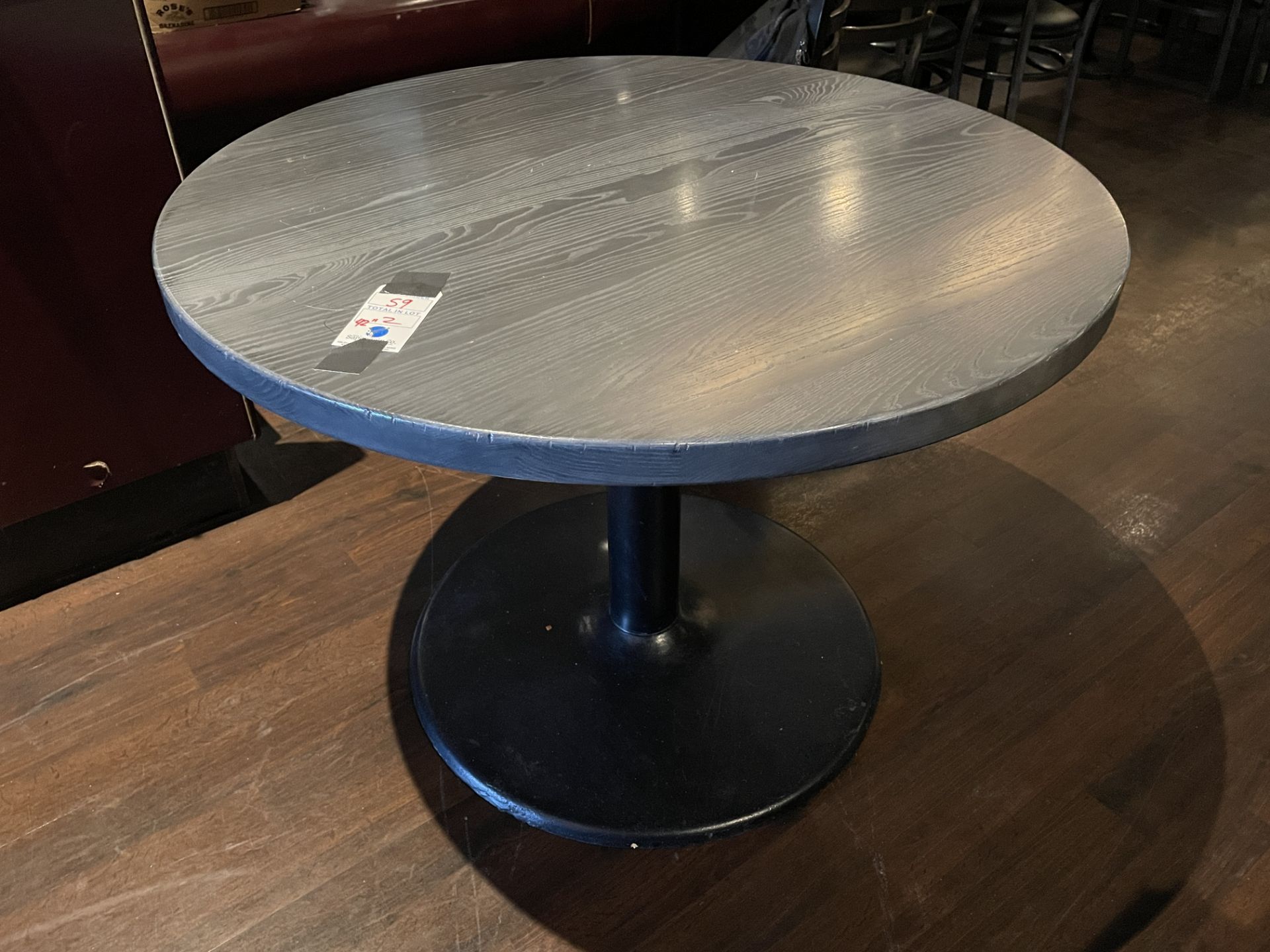 (2) 42" Round Wood Top Metal Base Table