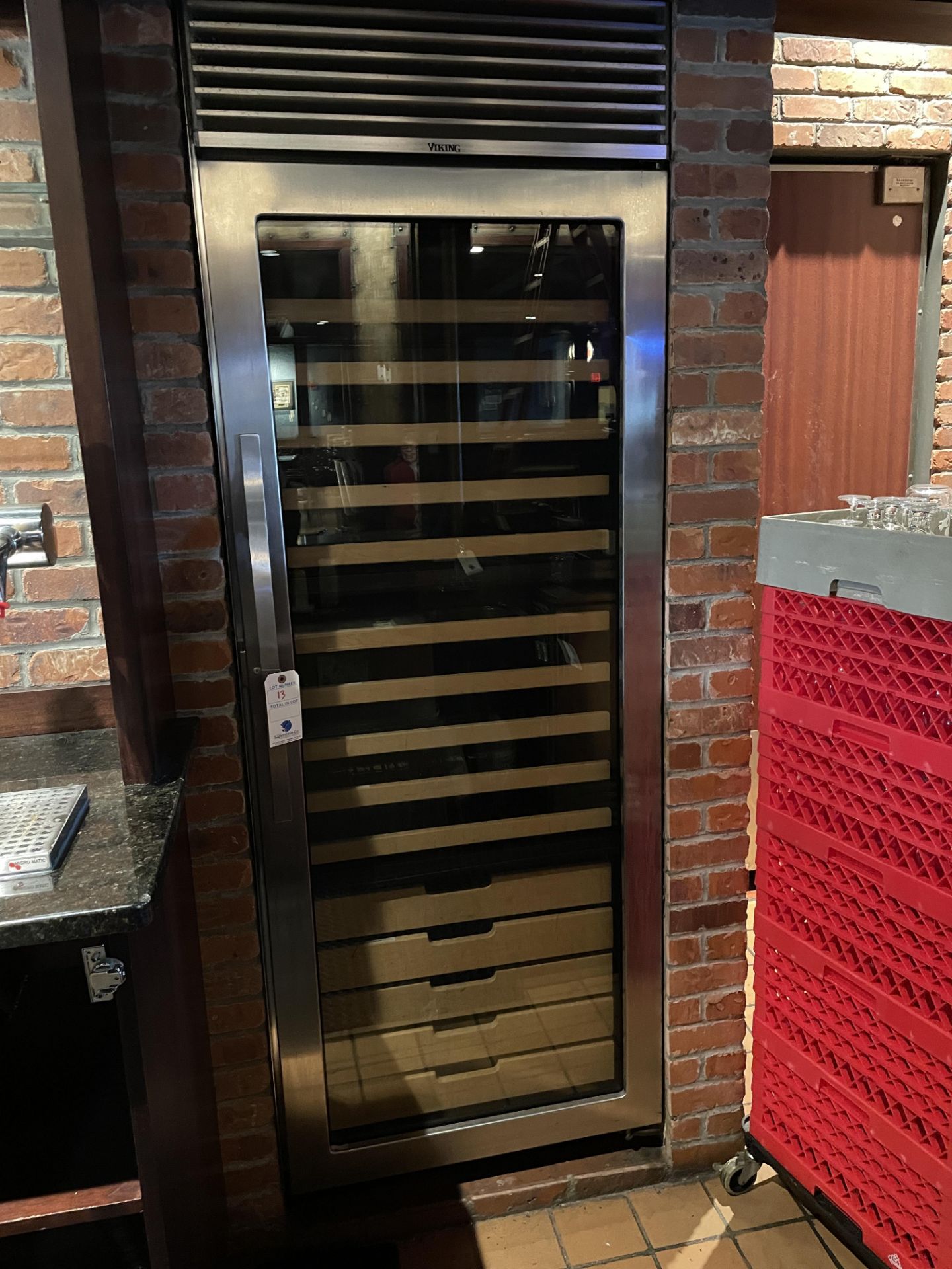 Viking Tri Temp 150 Bottle Wine Storage Refrigerator w/Glass Door Unit being sold in as-is conditio