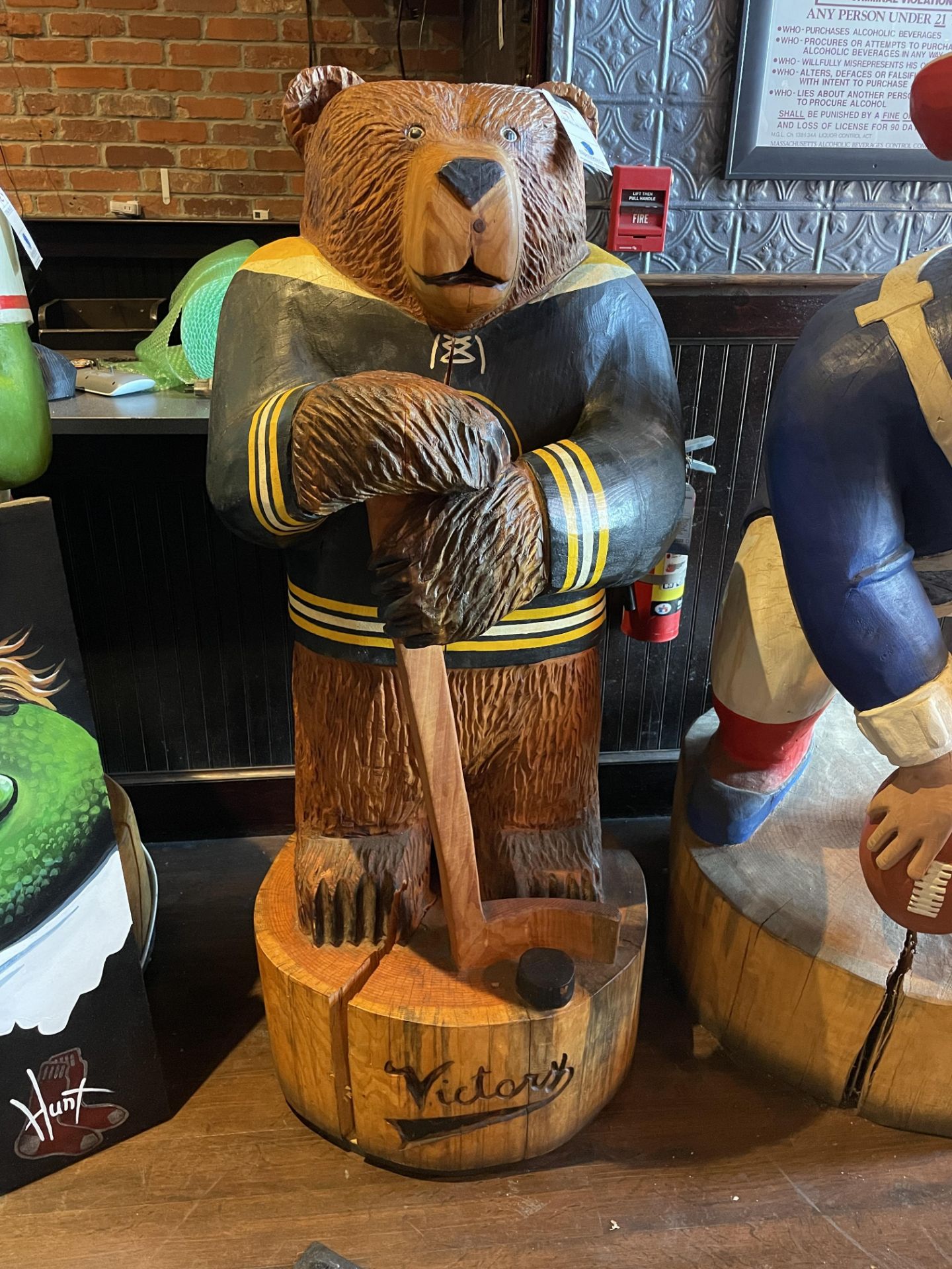 Carved Wooden Bruins Bear 55"H and +300Lbs (Crack in Wood See Pics)