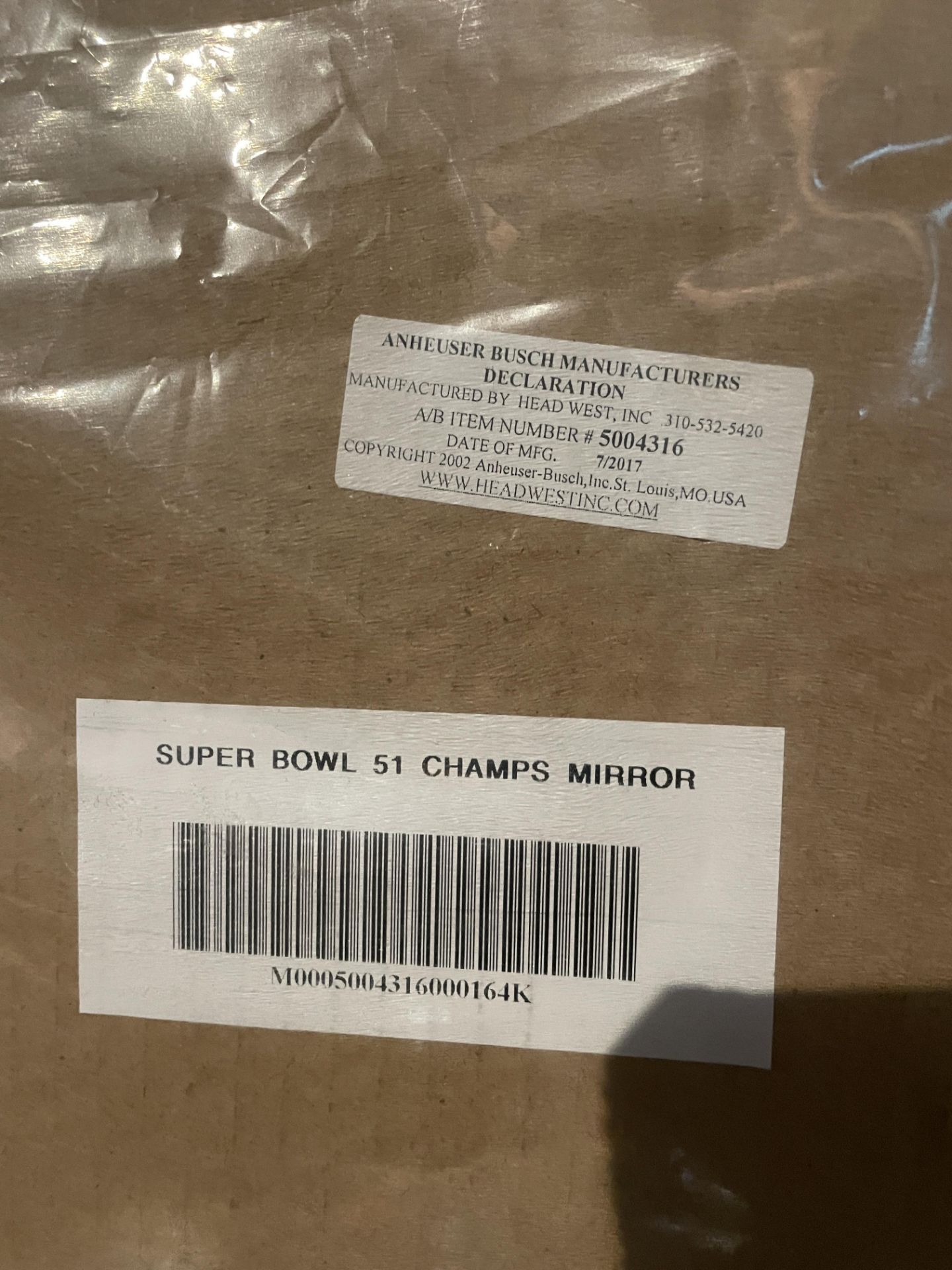 Bud Light NE Patriots 5X Super Bowl Champs Framed Sign 24"x36" - Image 3 of 3