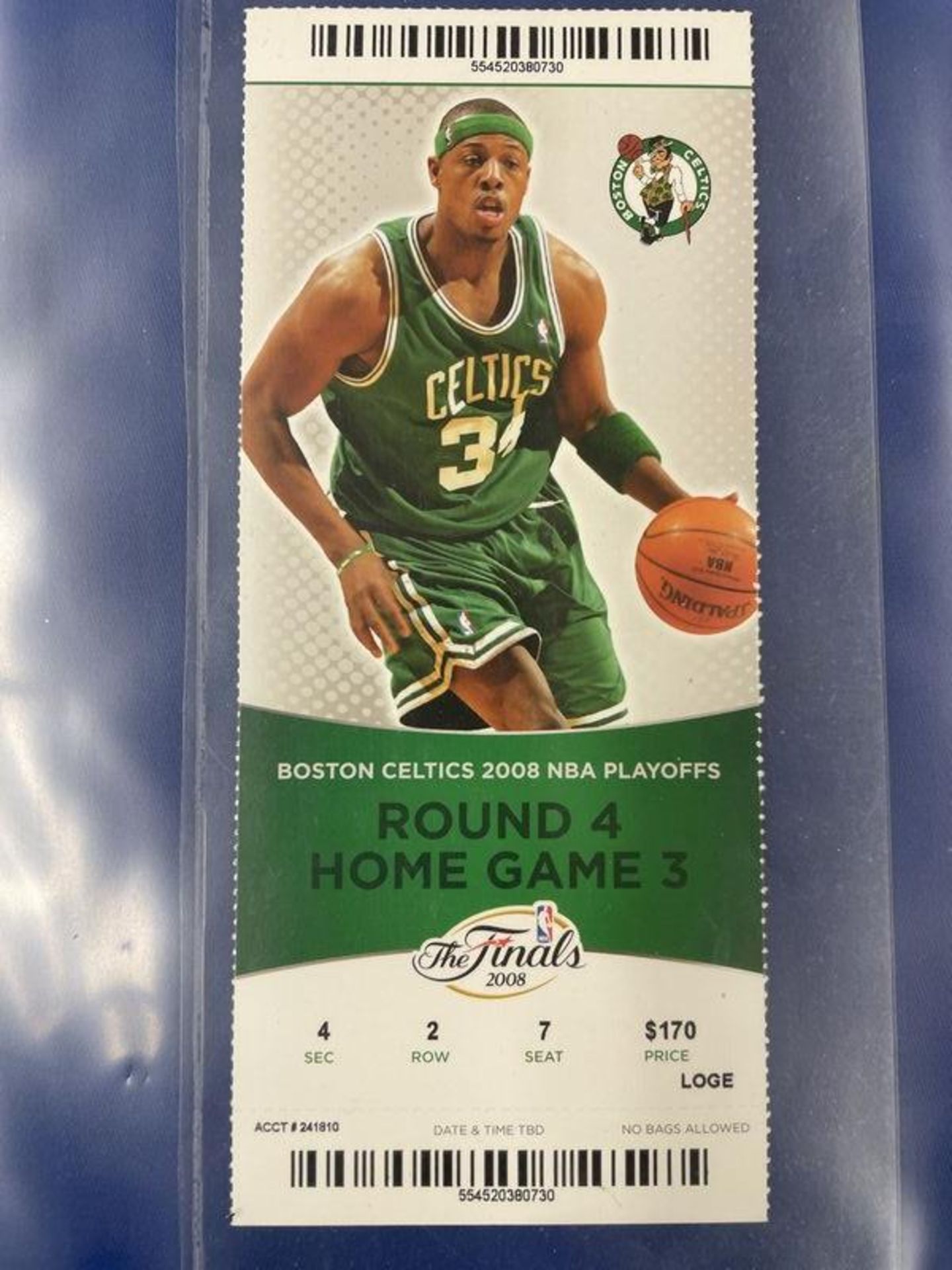 (LOT) 2008 NBA Paul Pierce MVP Package C/O: Celtics Game 6, 17th Championship Full Ticket and (2)