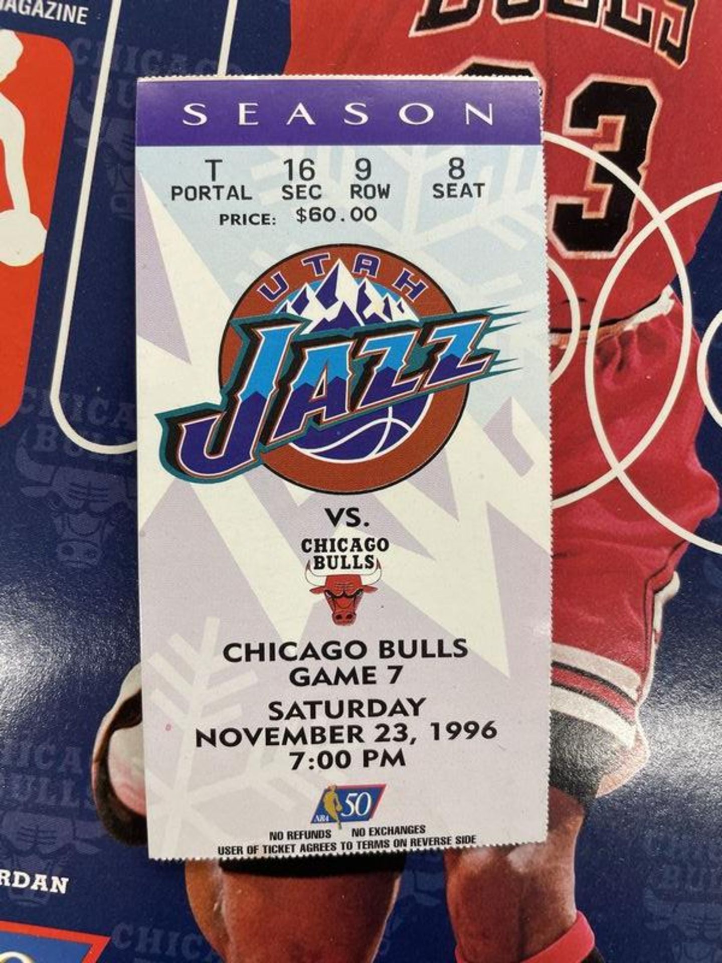 Michael Jordan Bulls vs Jazz Program Roster & Ticket Stub