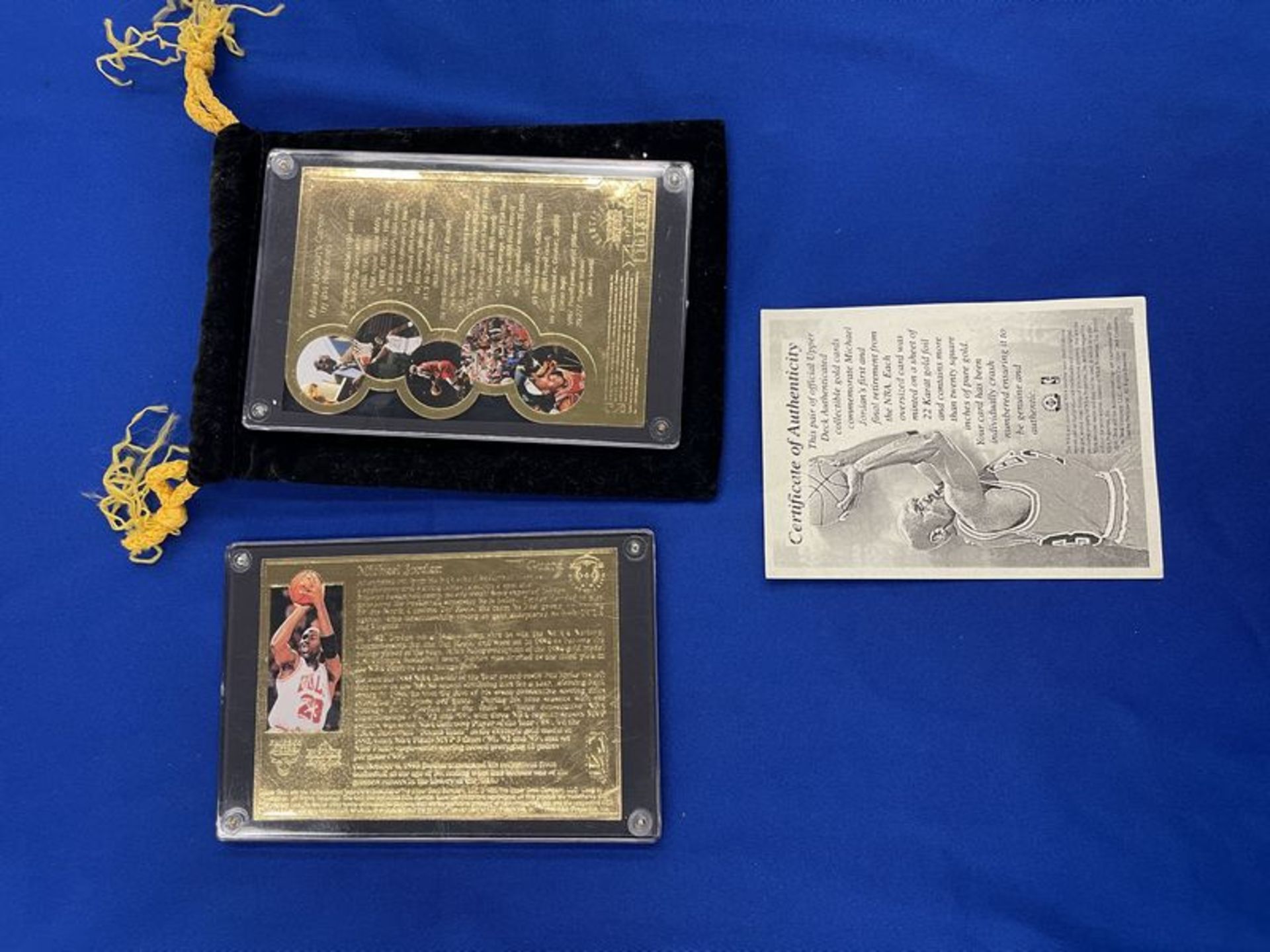 (2) Michael Jordan Oversized Gold Foil Numbered Player Card. First and Final Retirements w/ Coa - Image 2 of 2