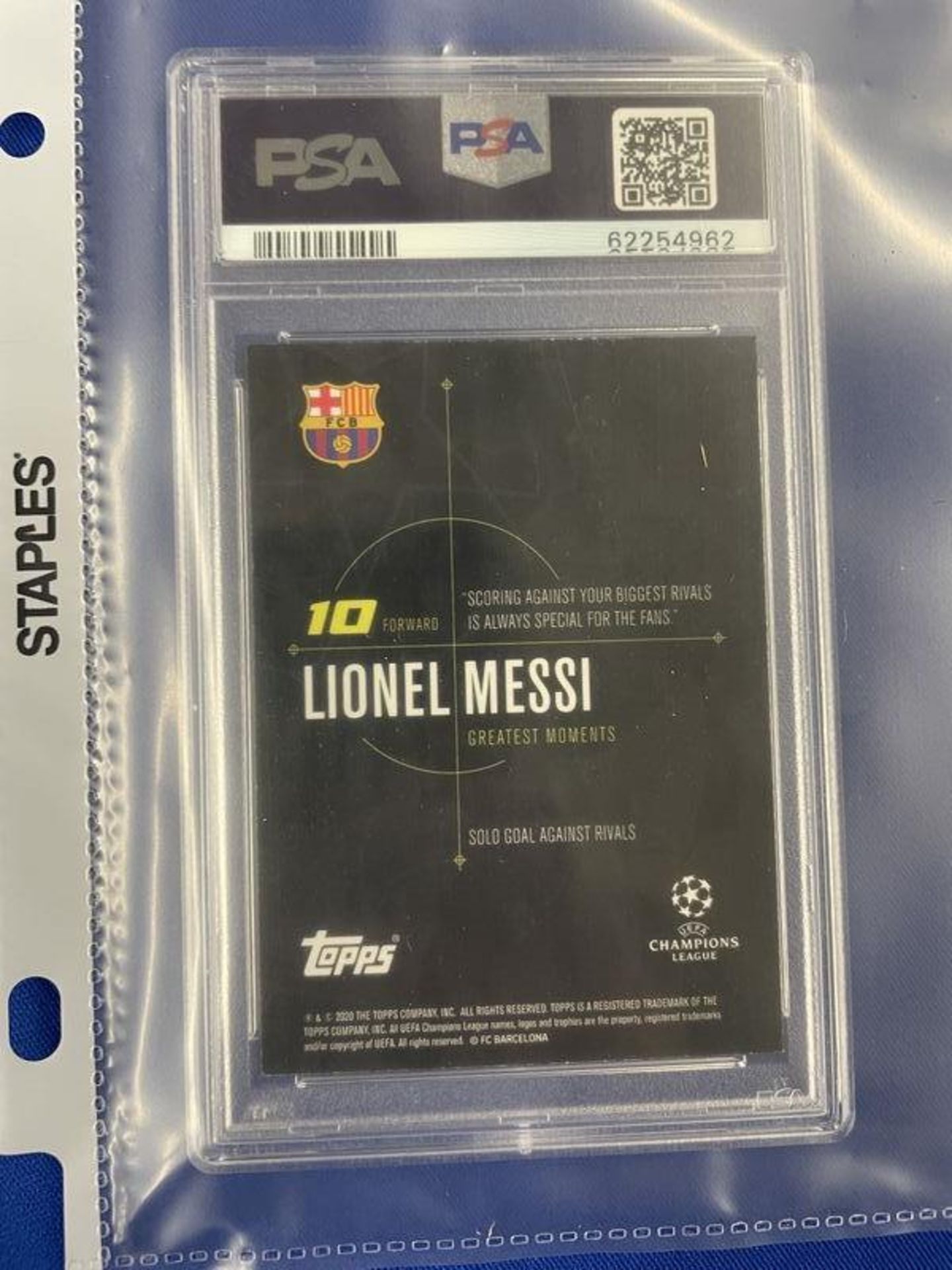 (LOT) 2014 FIFA Argentina Hat (NIB) and Messi Topps Player Card PSA Graded Mint 9 (April 2011) - Image 2 of 3