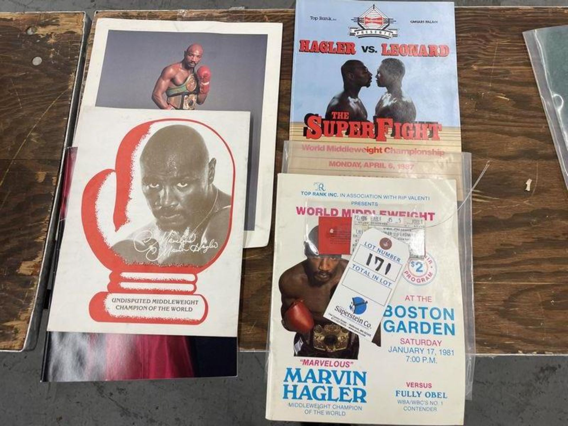 HAGLER VS Lenard Program ticket stubs & Asst.