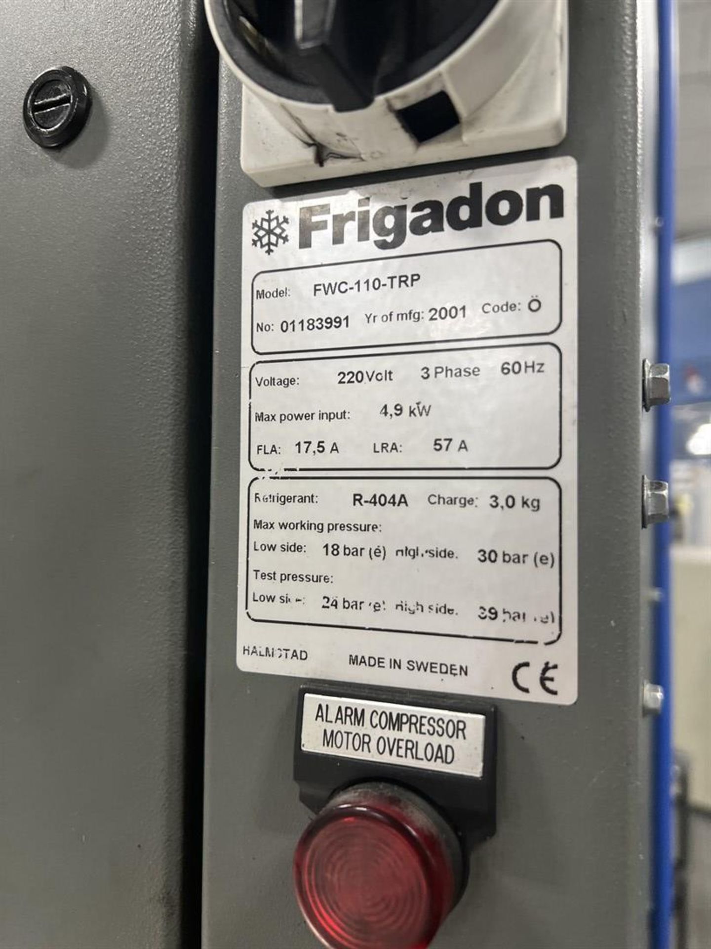 2001 FRIGADON FWC-110-TRP Chiller System, s/n 01183991 - Image 4 of 6