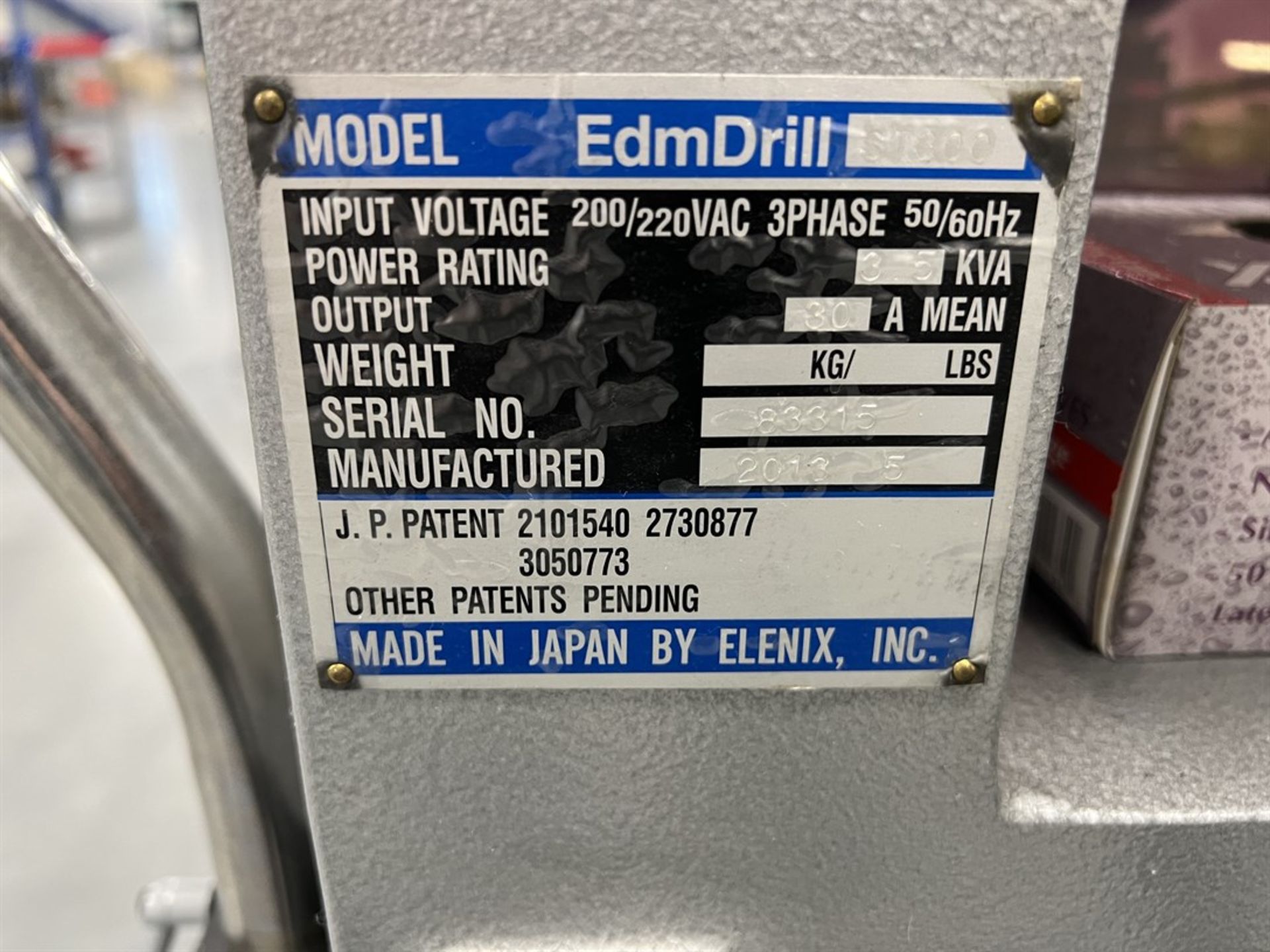 2013 ELENIX ST300 EDM Drill, s/n 83315, .0039-.1181" Hole Size 11.811 x 11.811" Work Area, 11.811"- - Image 11 of 12