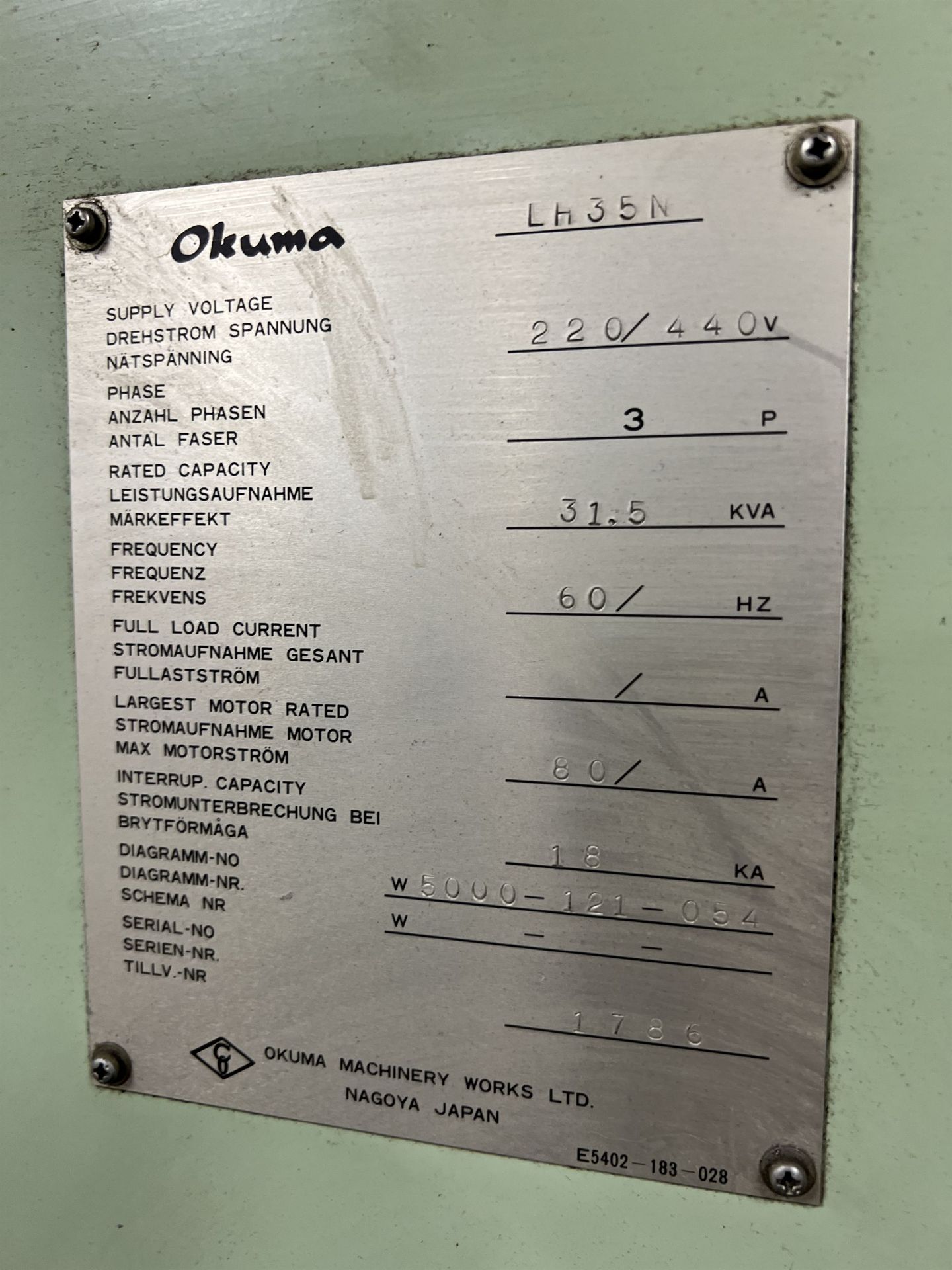 OKUMA LH35-N CNC Turning Center s/n 5702-1786, OSP3000 Control, Kitagawa B-18 8" 3-Jaw Chuck, 4- - Image 12 of 13