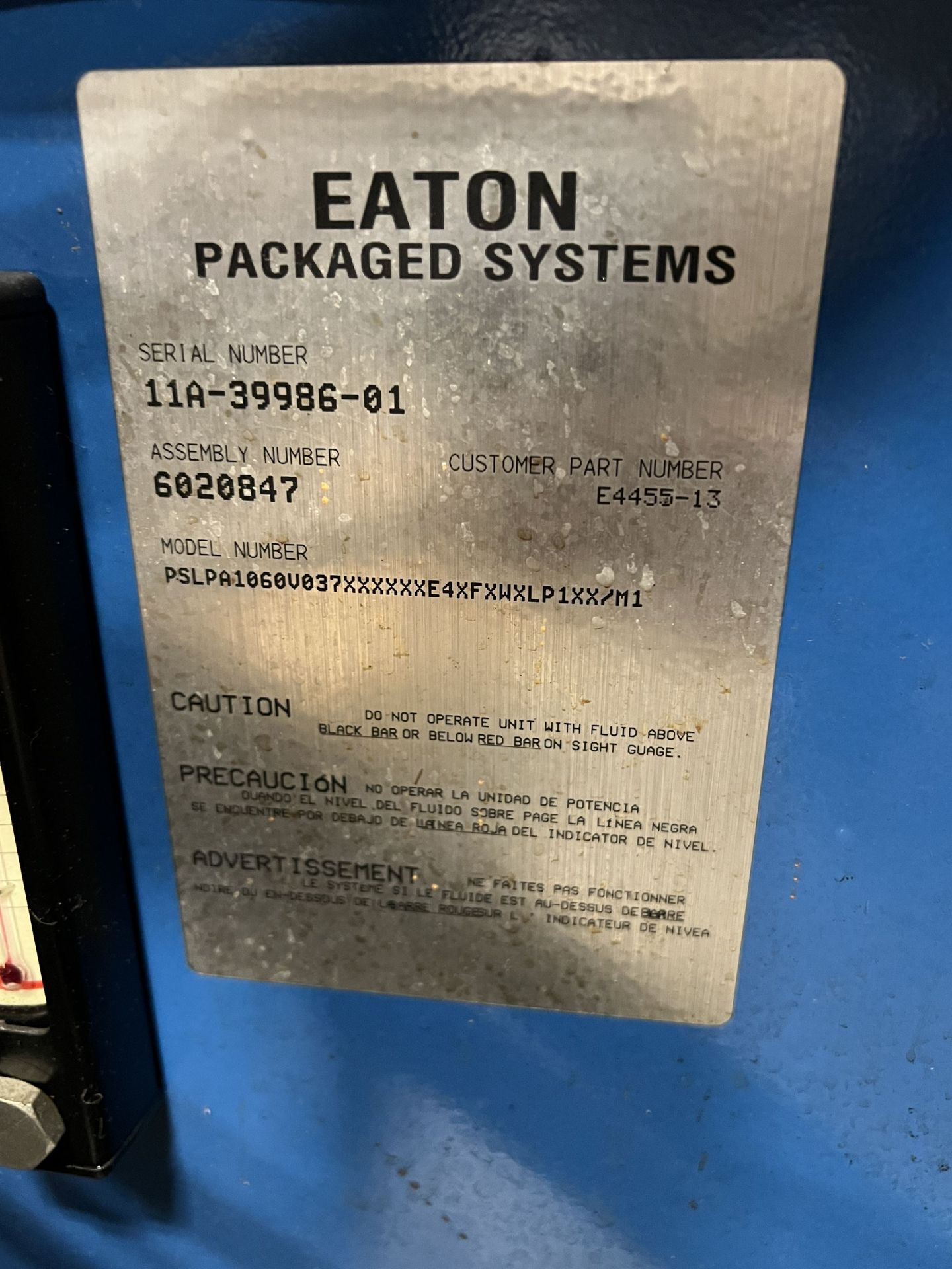 EATON PSLPA1060V037 30 HP Hydraulic Unit, s/n 11A-39986-01 (This lot is located at 1935 W. Lusher - Image 4 of 4