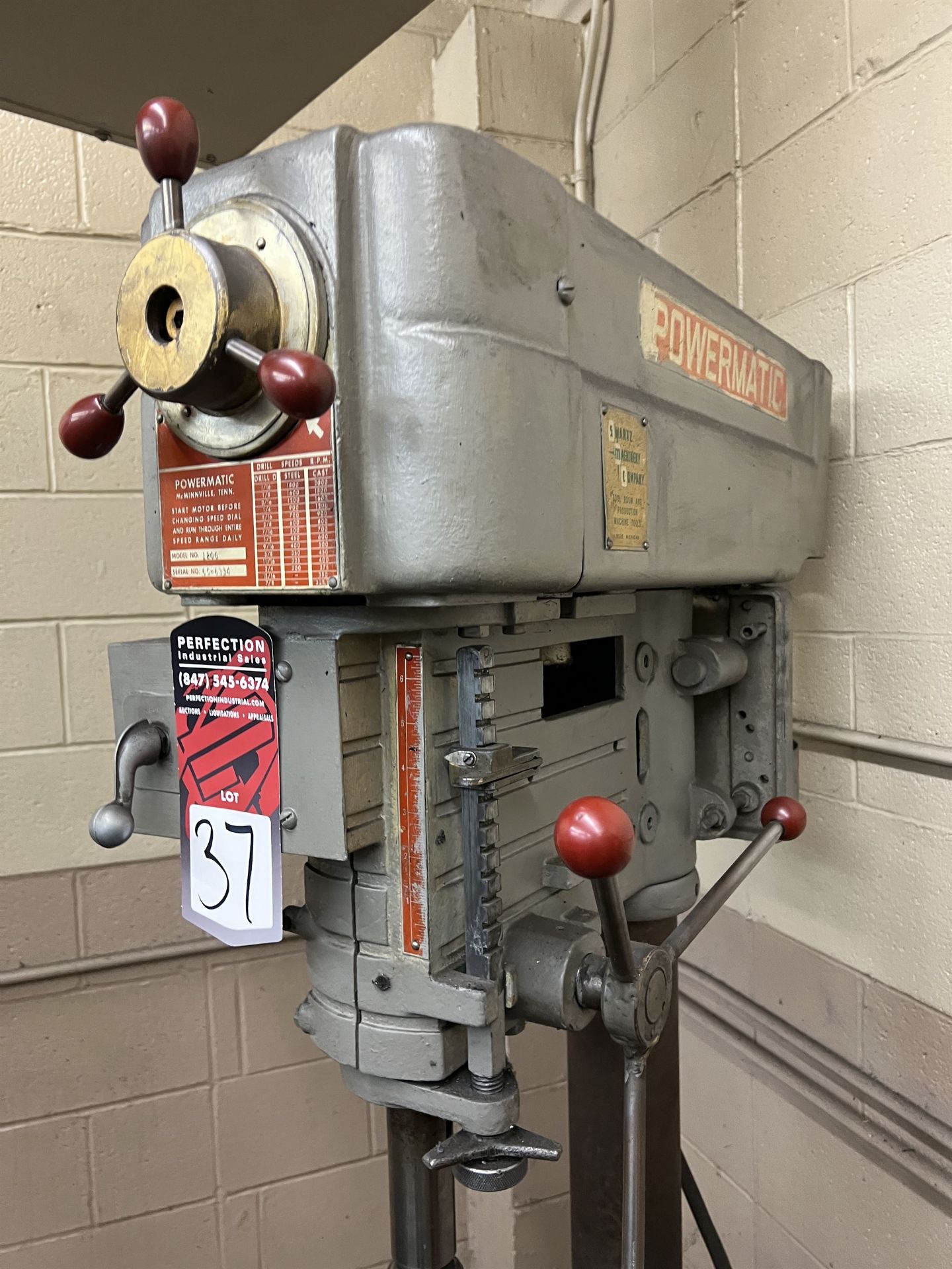 POWERMATIC 1200 Drill Press, s/n 65-6334, 18" x 15-1/2" Table, 300-2000 RPM (This lot is located - Image 4 of 6