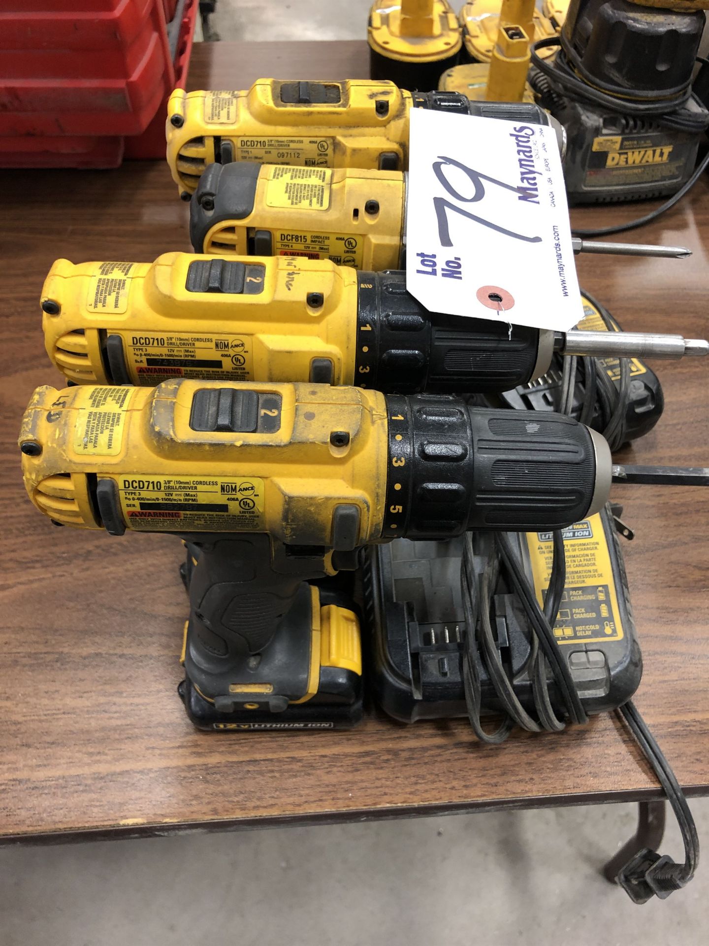 Lot of (4) DEWALT Cordless Drill w/ Chargers