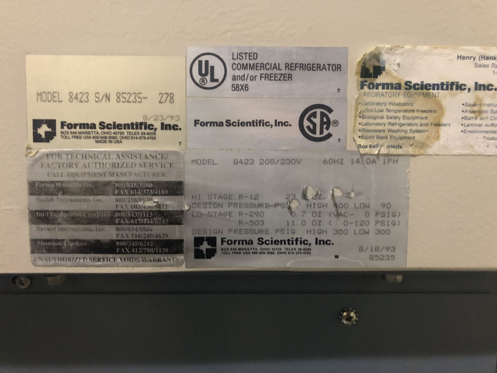 FORMA SCIENTIFIC 8423 Commercial Laboratory Freezer, s/n 85235 - Image 6 of 6