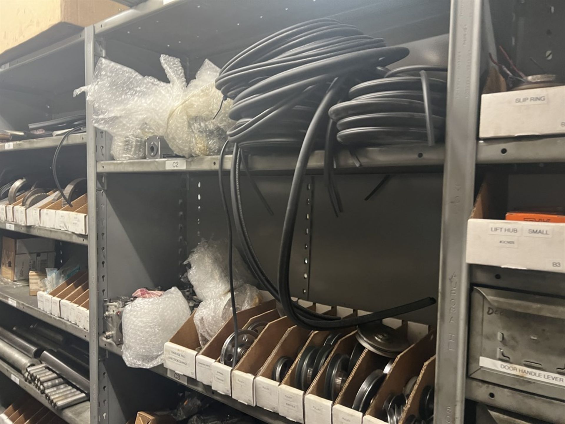 Maintenance Crib- Row of Shop Shelving w/ Contents Including Brakes, Pads, Solenoids, Oil Sensors, - Image 10 of 30