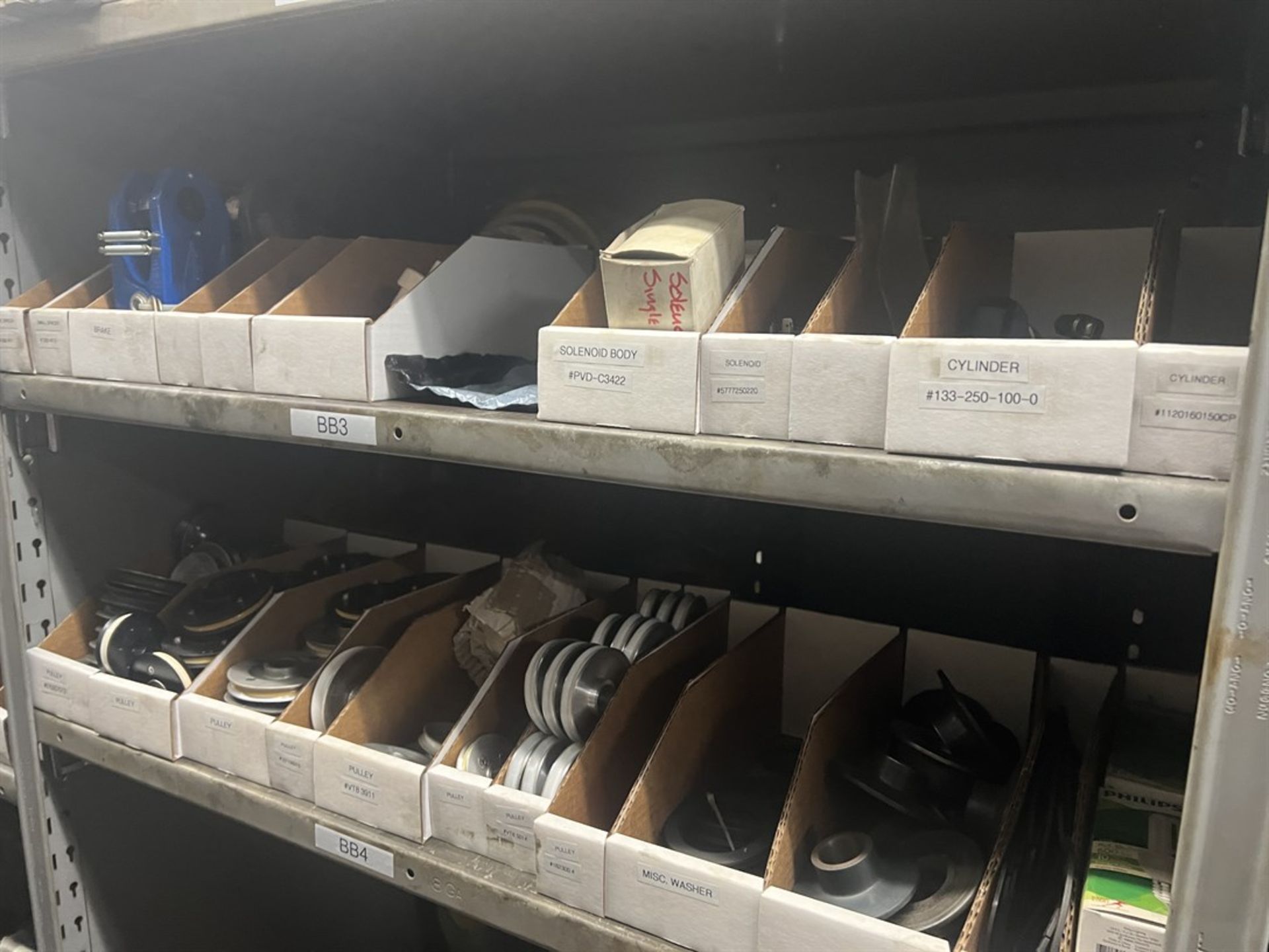 Maintenance Crib- Row of Shop Shelving w/ Contents Including Sprocket, Grippers, Pistons, Mounting - Image 11 of 15