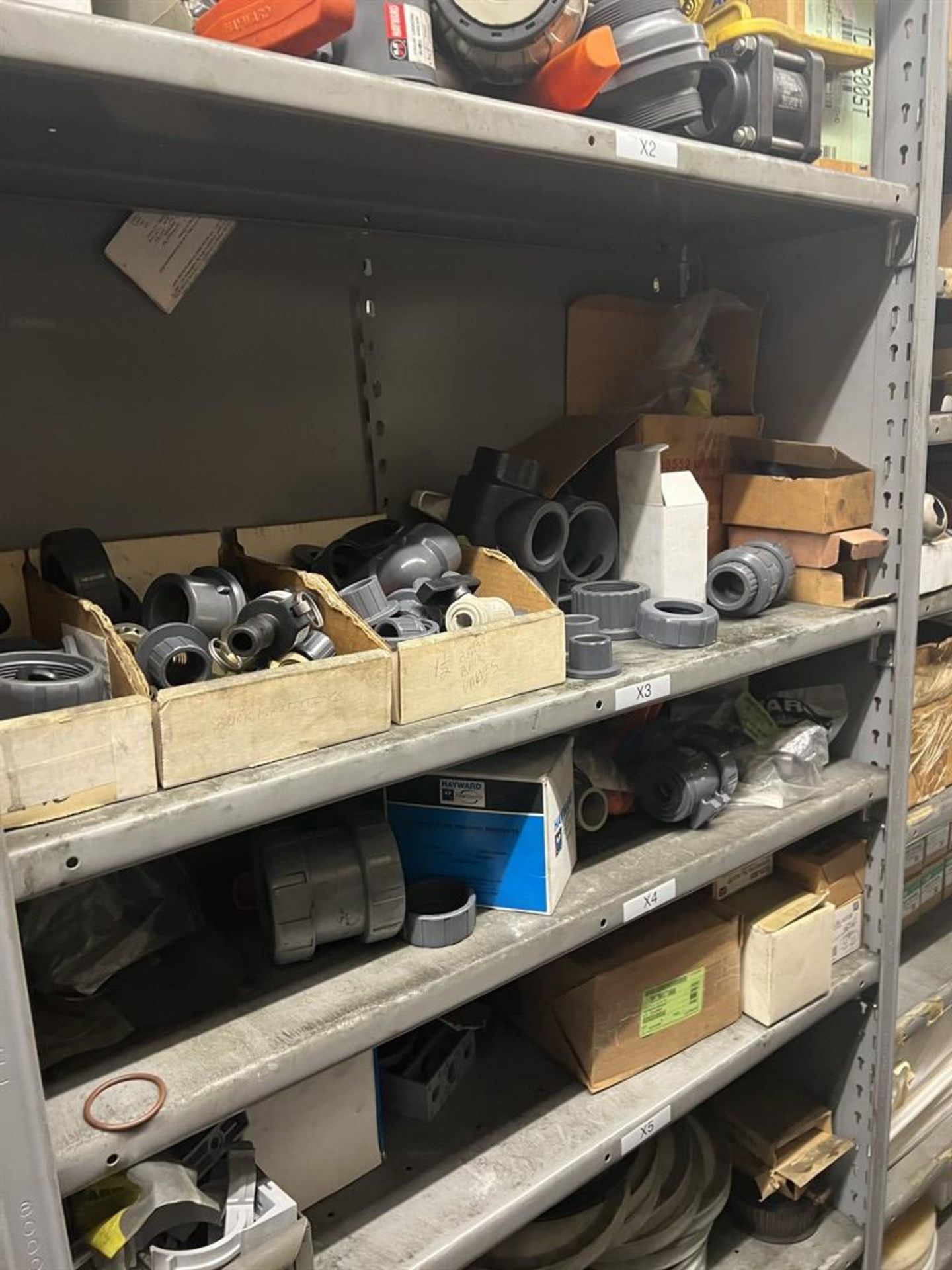 Maintenance Crib- Row of Shop Shelving w/ Contents Including Bearings, Pulleys, Belts, Valves, PVC - Image 21 of 26