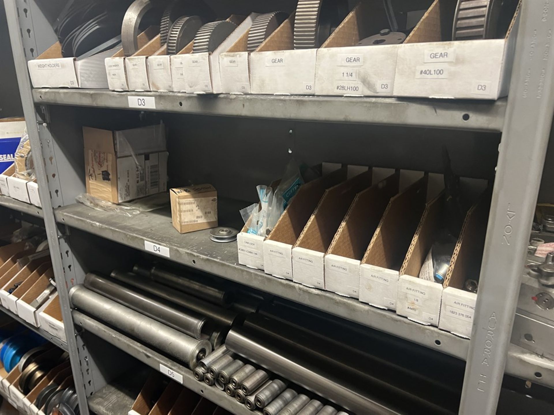 Maintenance Crib- Row of Shop Shelving w/ Contents Including Brakes, Pads, Solenoids, Oil Sensors, - Image 14 of 30