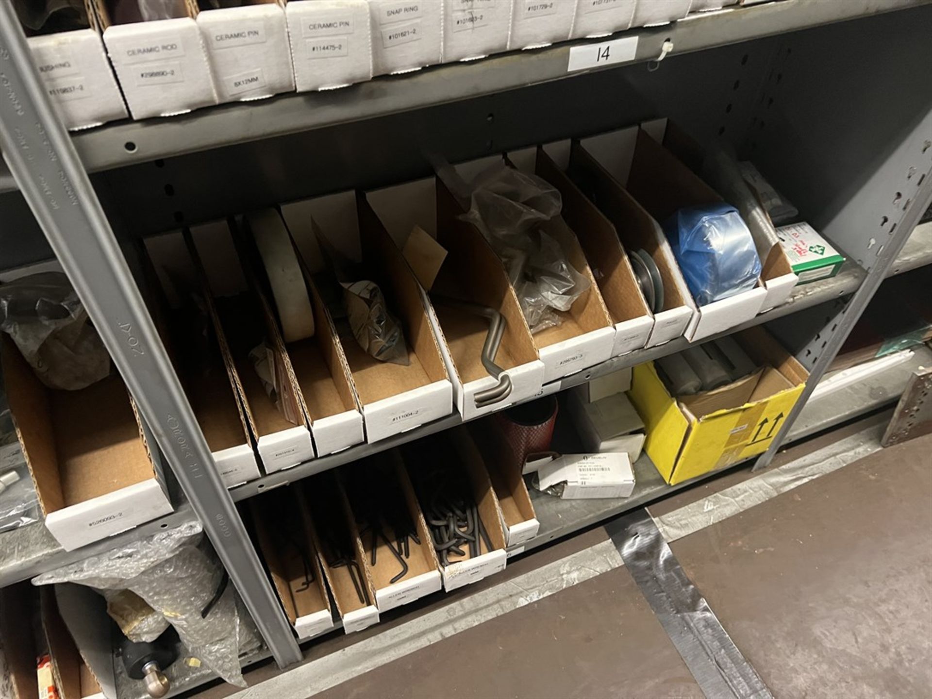 Maintenance Crib- Row of Shop Shelving w/ Contents Including Pulleys, O-Rings, Sensors, Ceramic - Image 9 of 26