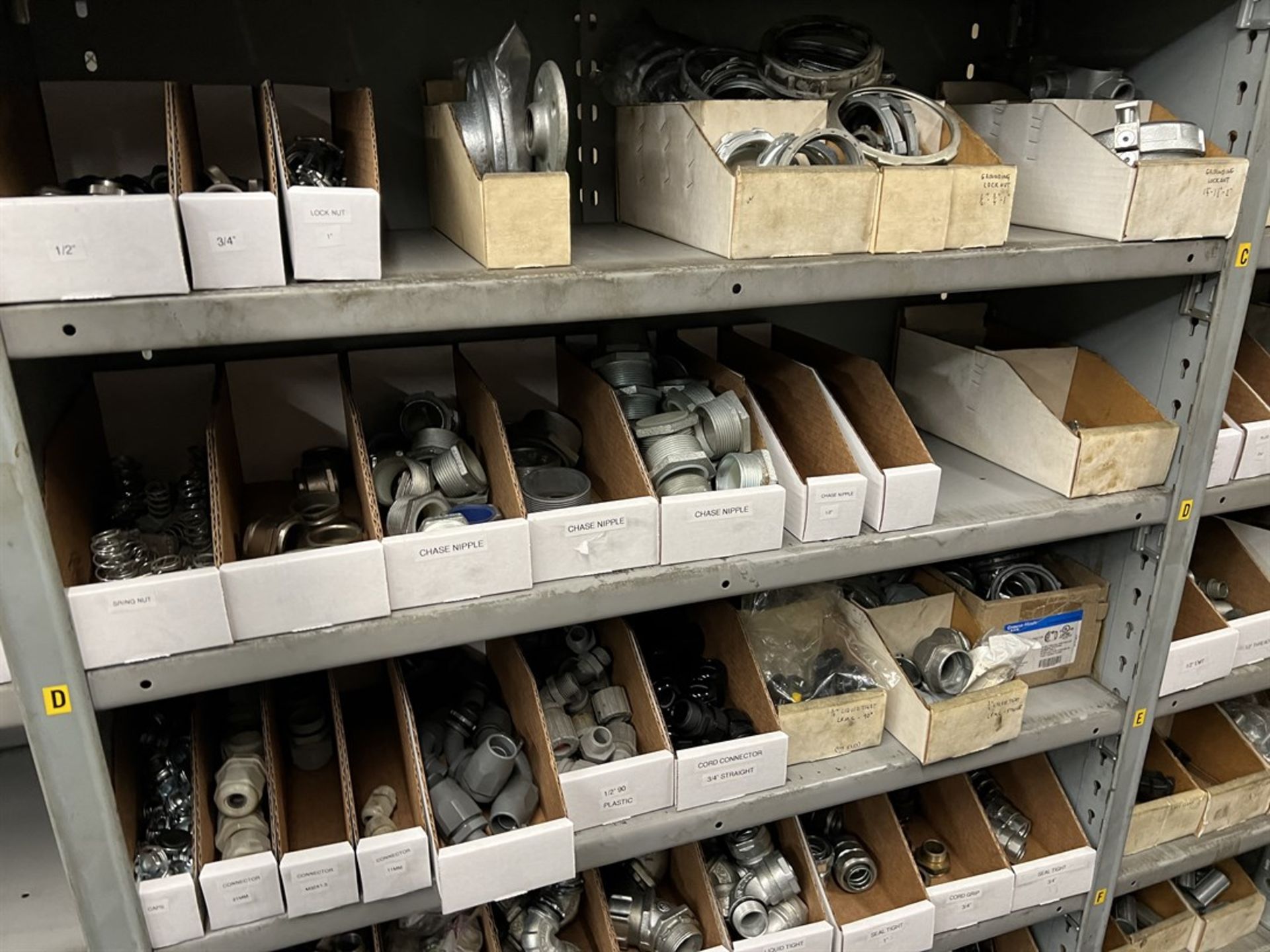 Maintenance Crib- Row of Shop Shelving w/ Contents Including Sockets, Beam Clamps, Liquids Tight and - Image 6 of 21