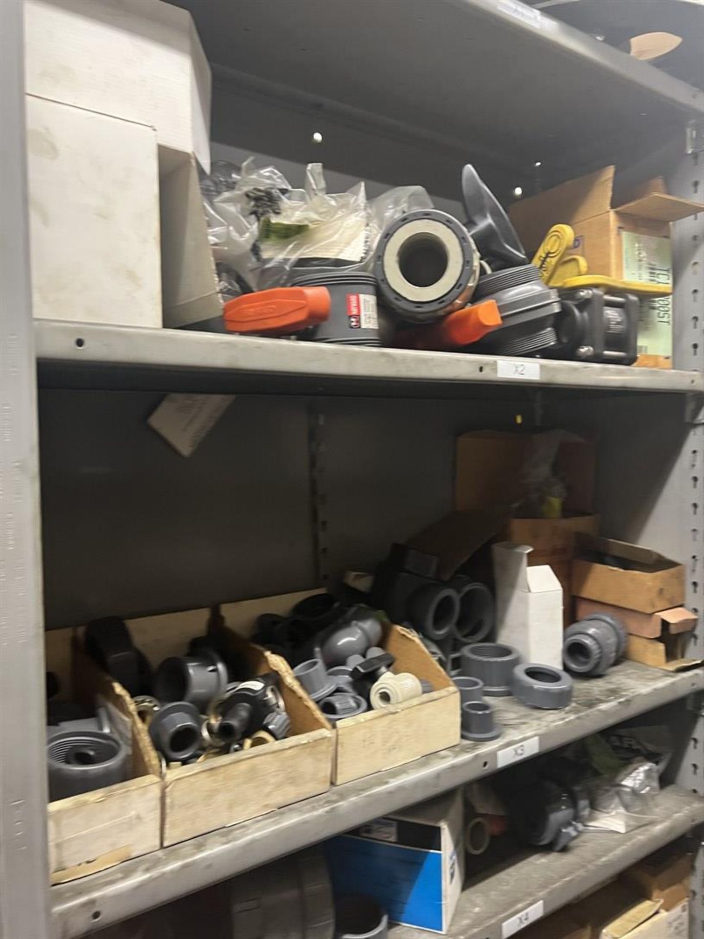 Maintenance Crib- Row of Shop Shelving w/ Contents Including Bearings, Pulleys, Belts, Valves, PVC - Image 20 of 26