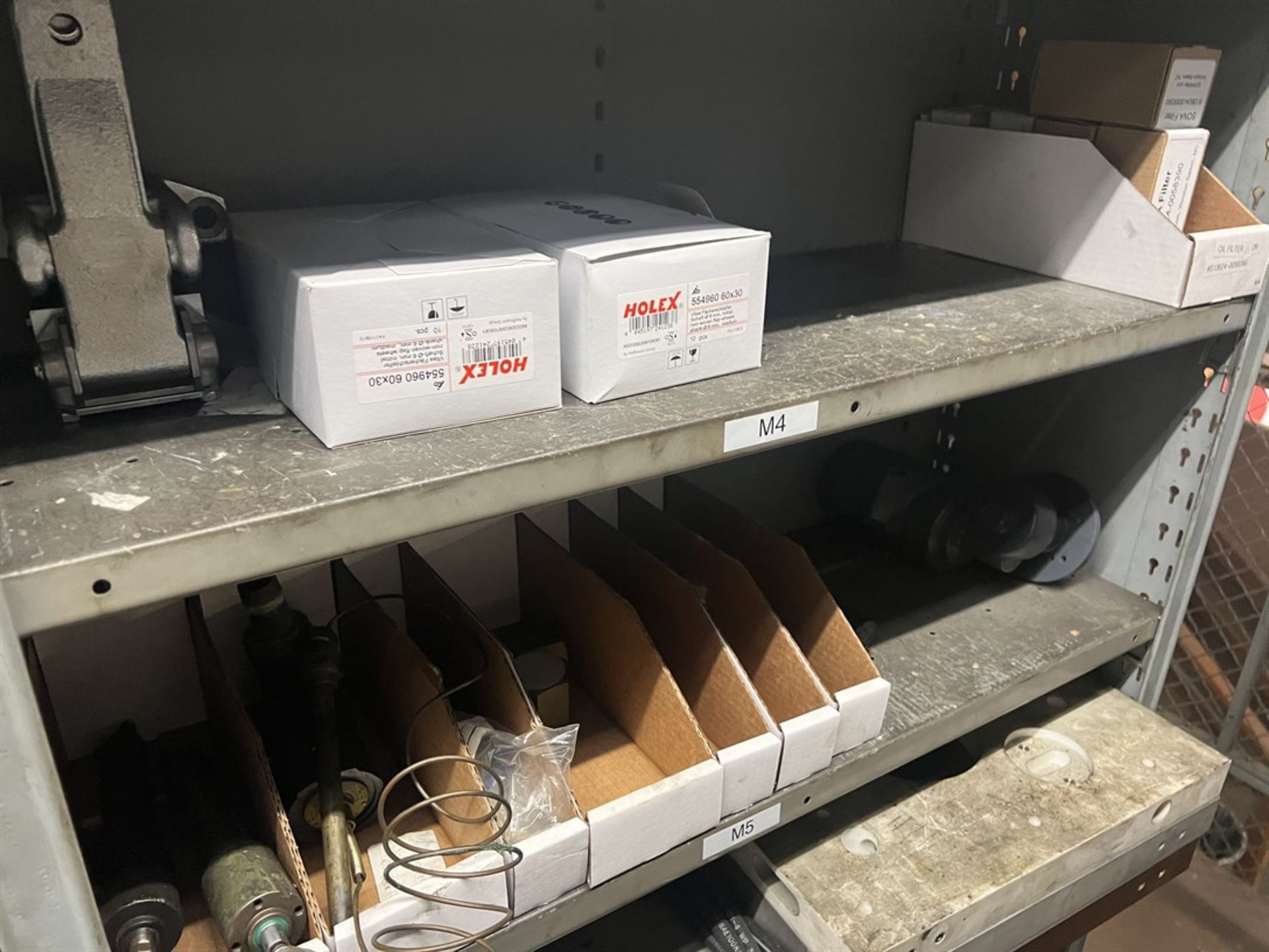 Maintenance Crib- Row of Shop Shelving w/ Contents Including Pulleys, O-Rings, Sensors, Ceramic - Image 24 of 26