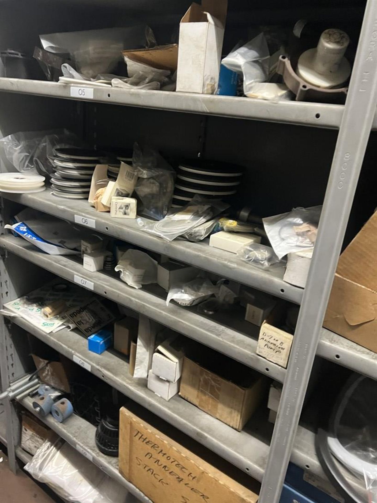 Maintenance Crib- Row of Shop Shelving w/ Contents Including Pulleys, Sleeves, Seals, Air wipes, - Image 8 of 22