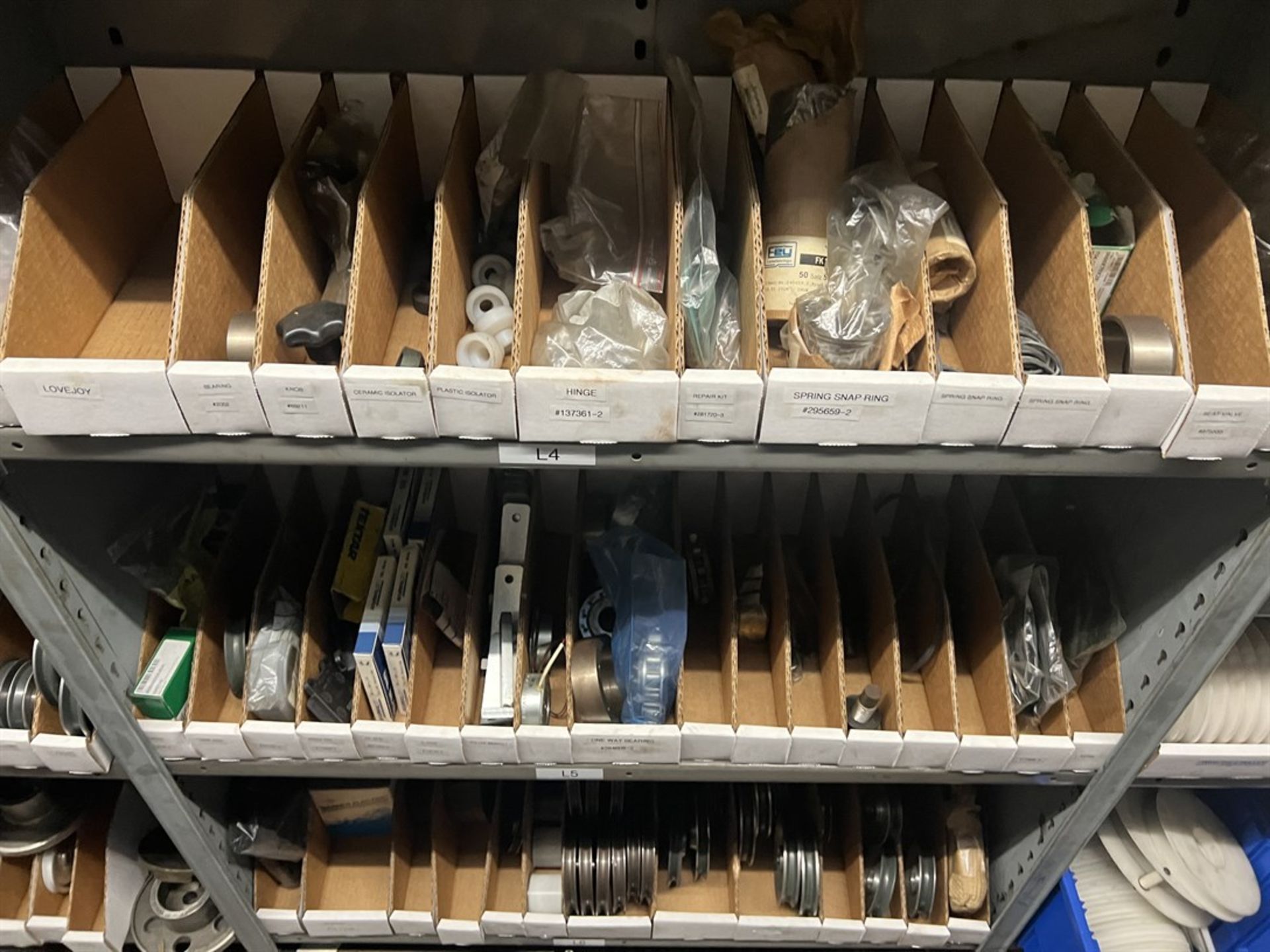 Maintenance Crib- Row of Shop Shelving w/ Contents Including Pulleys, O-Rings, Sensors, Ceramic - Image 21 of 26