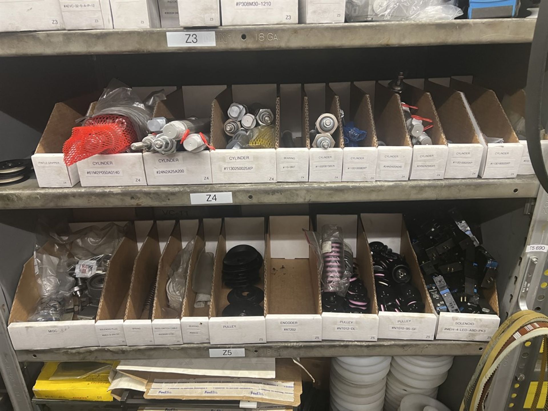 Maintenance Crib- Row of Shop Shelving w/ Contents Including Sprocket, Grippers, Pistons, Mounting - Image 4 of 15