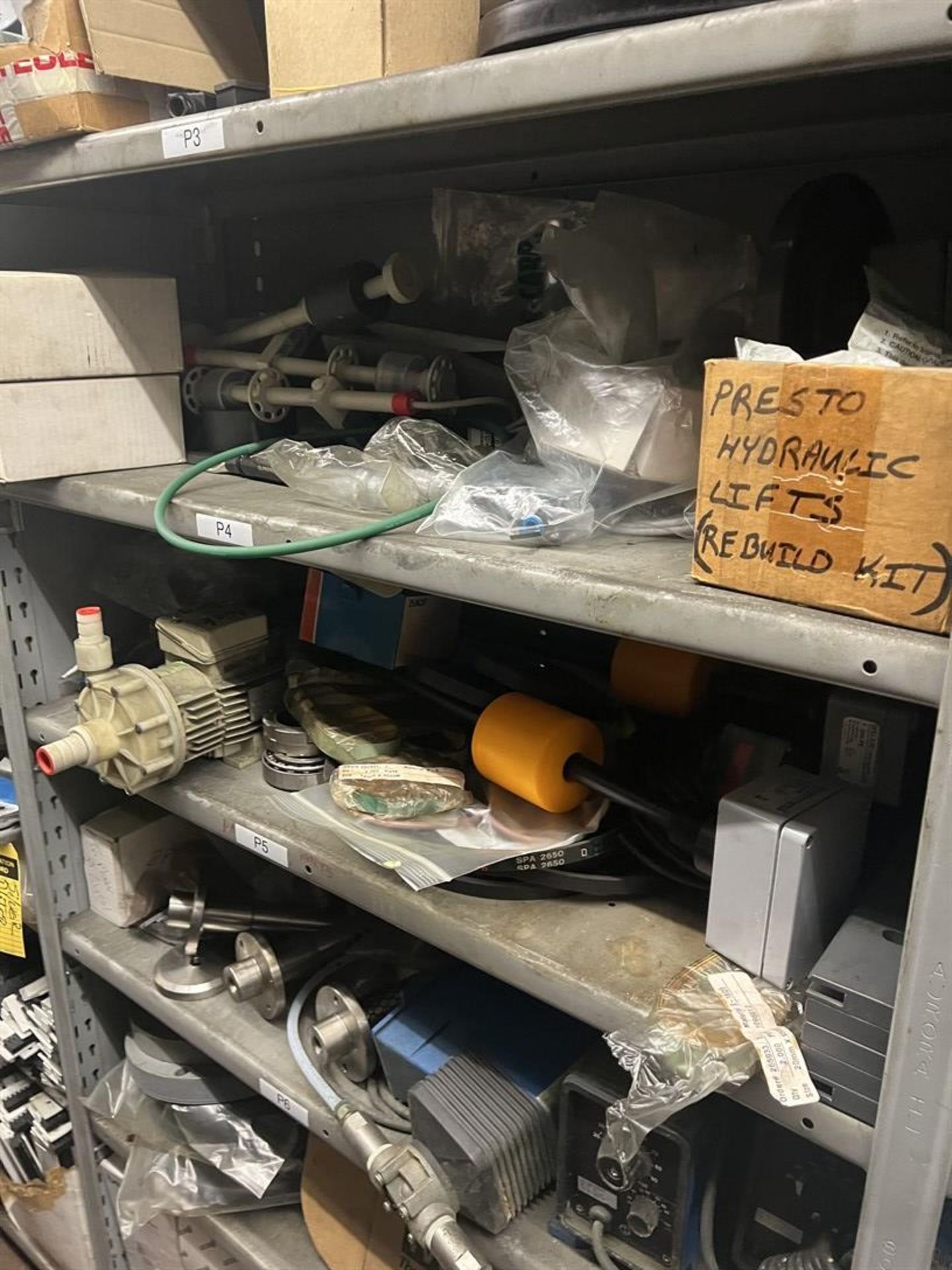 Maintenance Crib- Row of Shop Shelving w/ Contents Including Pulleys, Sleeves, Seals, Air wipes, - Image 11 of 22