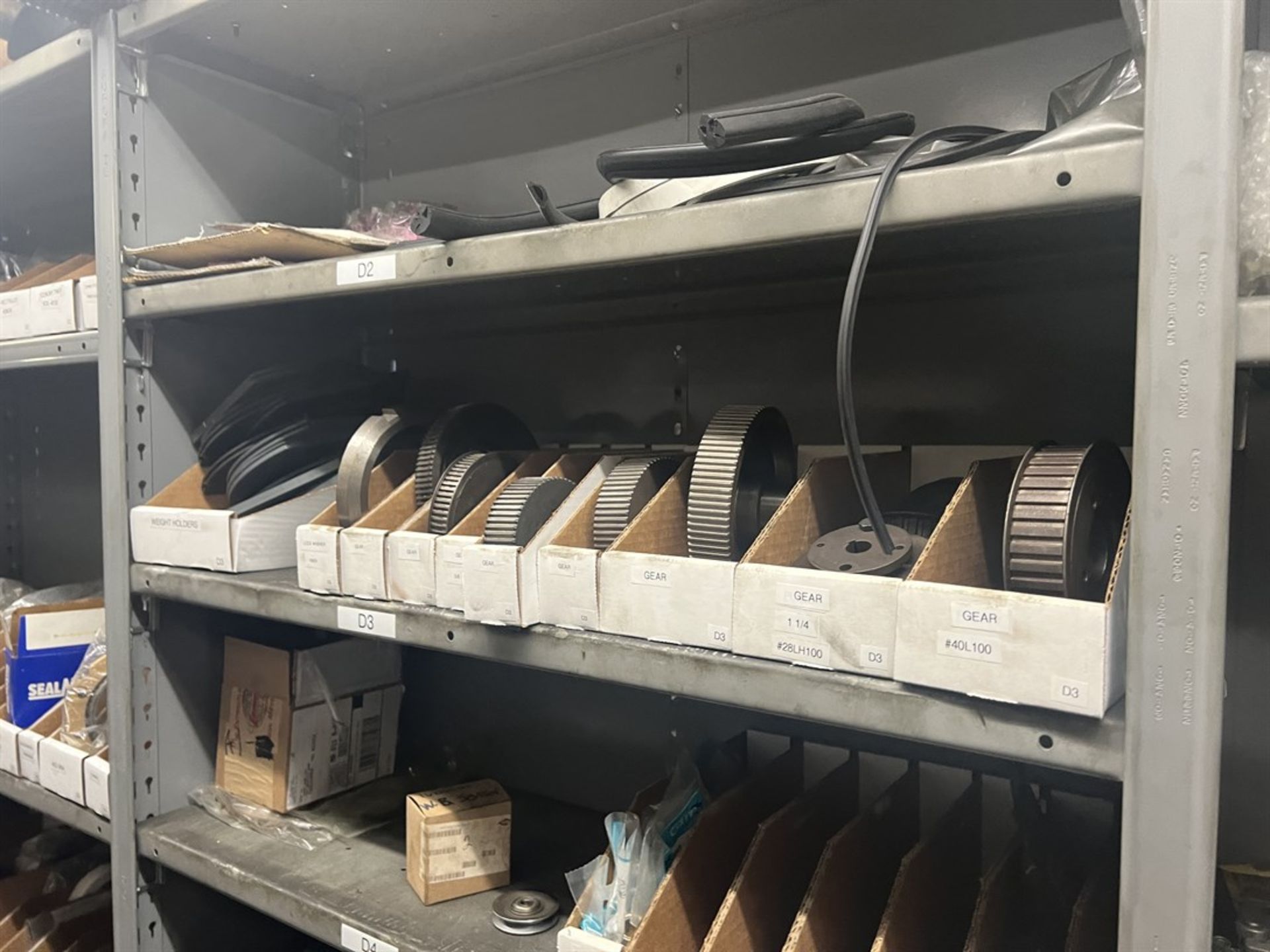 Maintenance Crib- Row of Shop Shelving w/ Contents Including Brakes, Pads, Solenoids, Oil Sensors, - Image 13 of 30