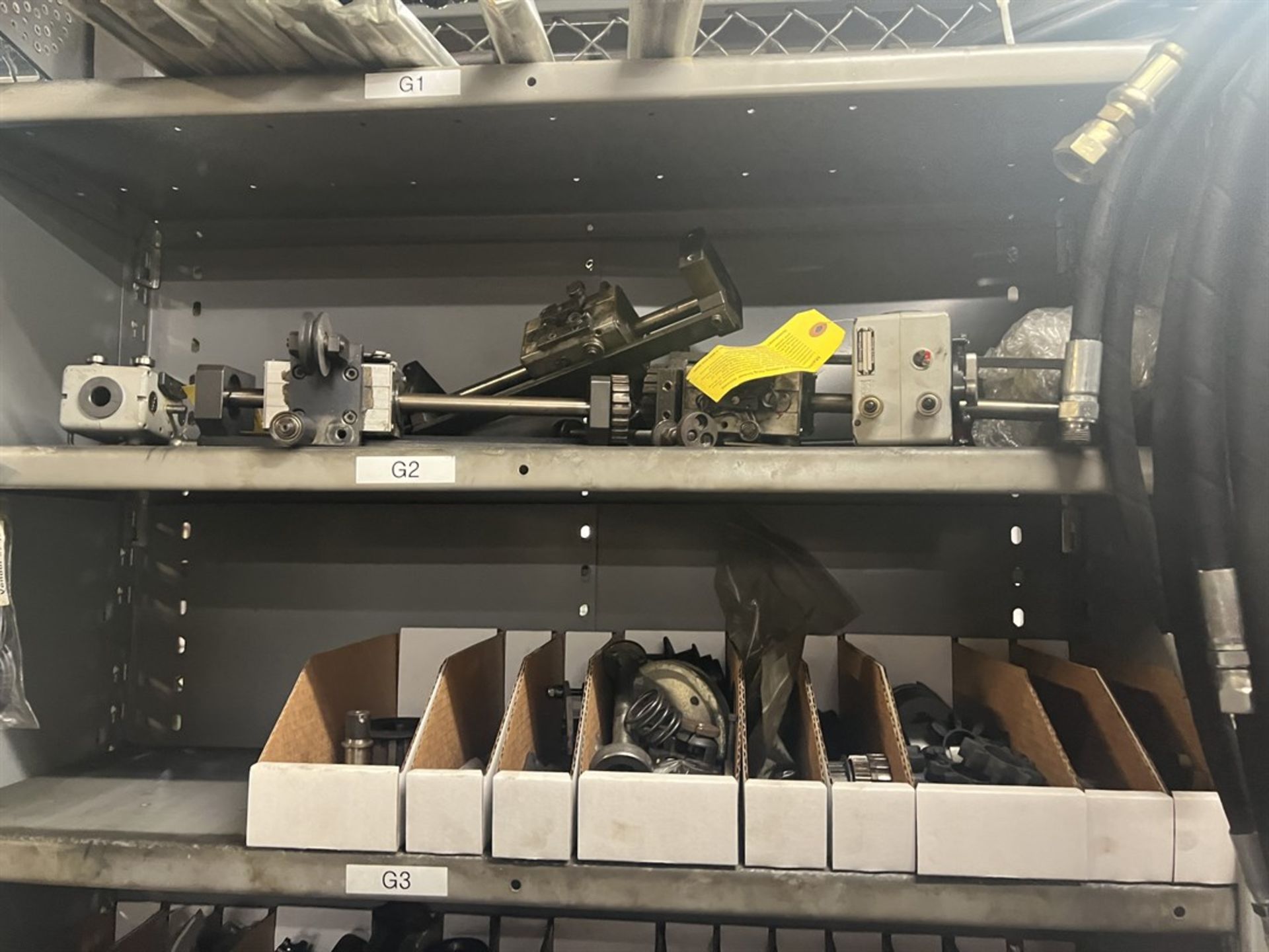 Maintenance Crib- Row of Shop Shelving w/ Contents Including Brakes, Pads, Solenoids, Oil Sensors, - Image 26 of 30