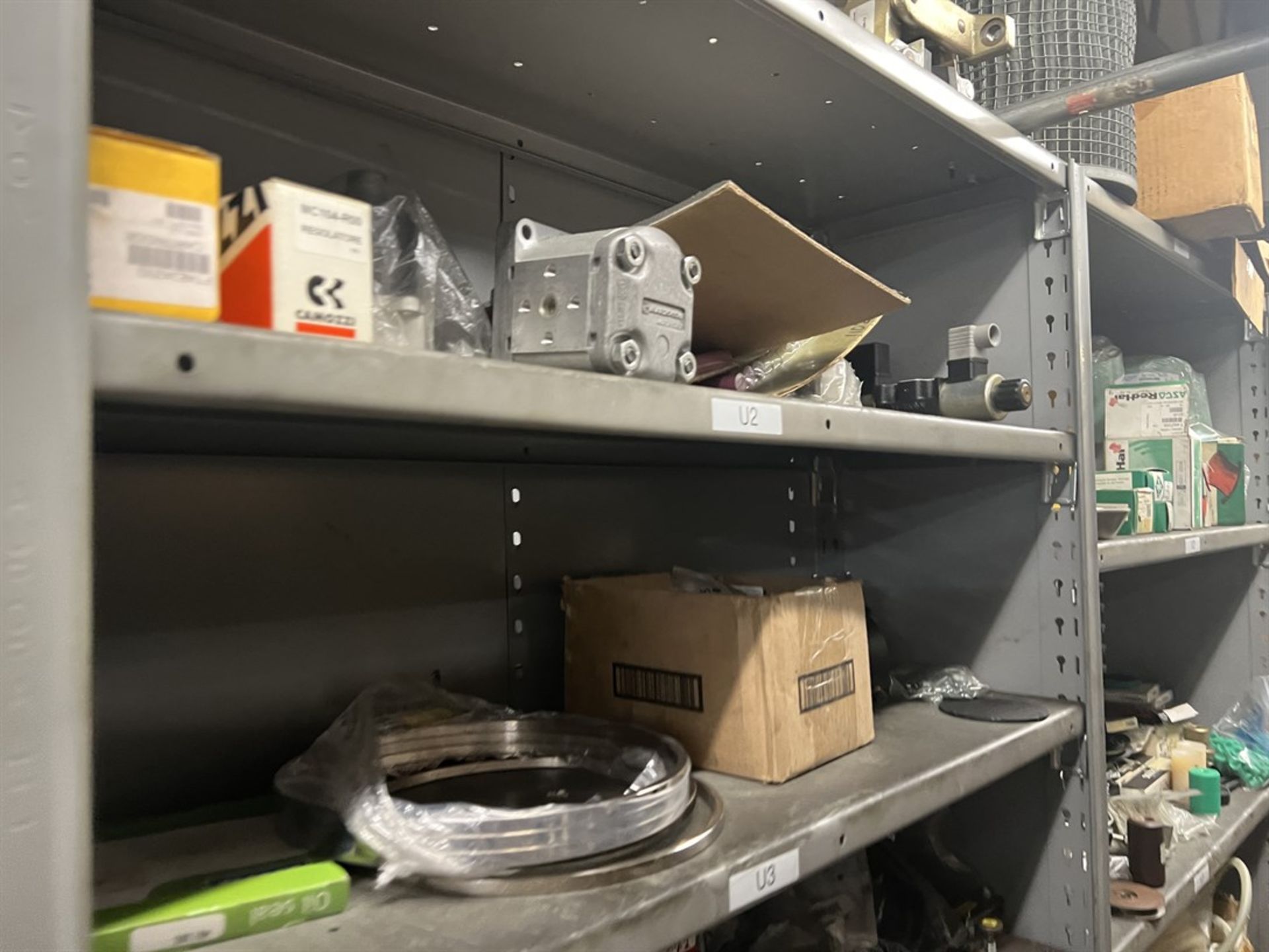 Maintenance Crib- Row of Shop Shelving w/ Contents Including Bearings, Pulleys, Belts, Valves, PVC - Image 5 of 26