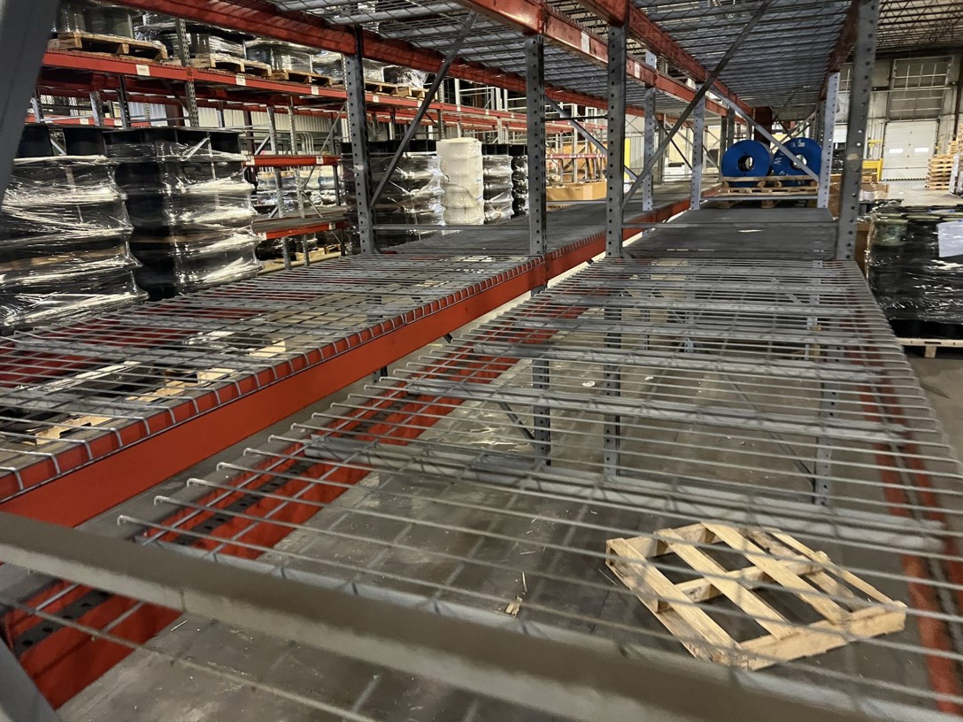 Lot of (16) Sections of Pallet Racking, 12'H x 10' Crossbeams x 42" Deep, w/ Wire Decking - Image 3 of 3