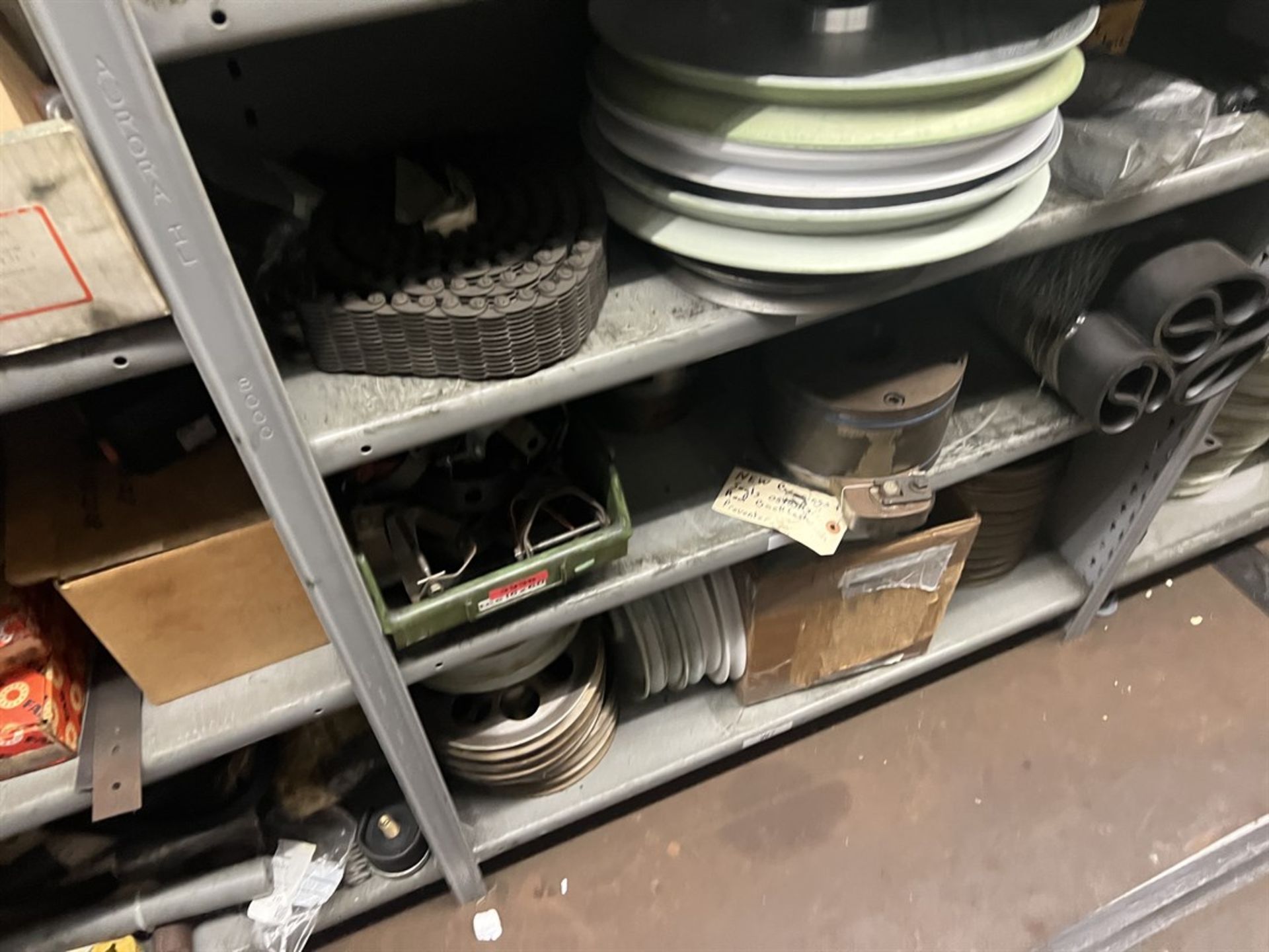 Maintenance Crib- Row of Shop Shelving w/ Contents Including Bearings, Pulleys, Belts, Valves, PVC - Image 16 of 26