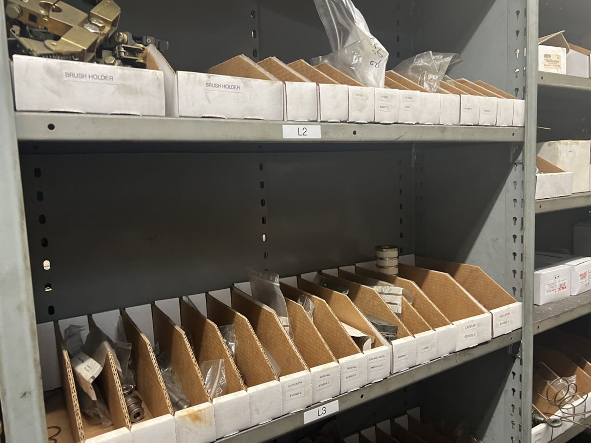 Maintenance Crib- Row of Shop Shelving w/ Contents Including Pulleys, O-Rings, Sensors, Ceramic - Image 18 of 26