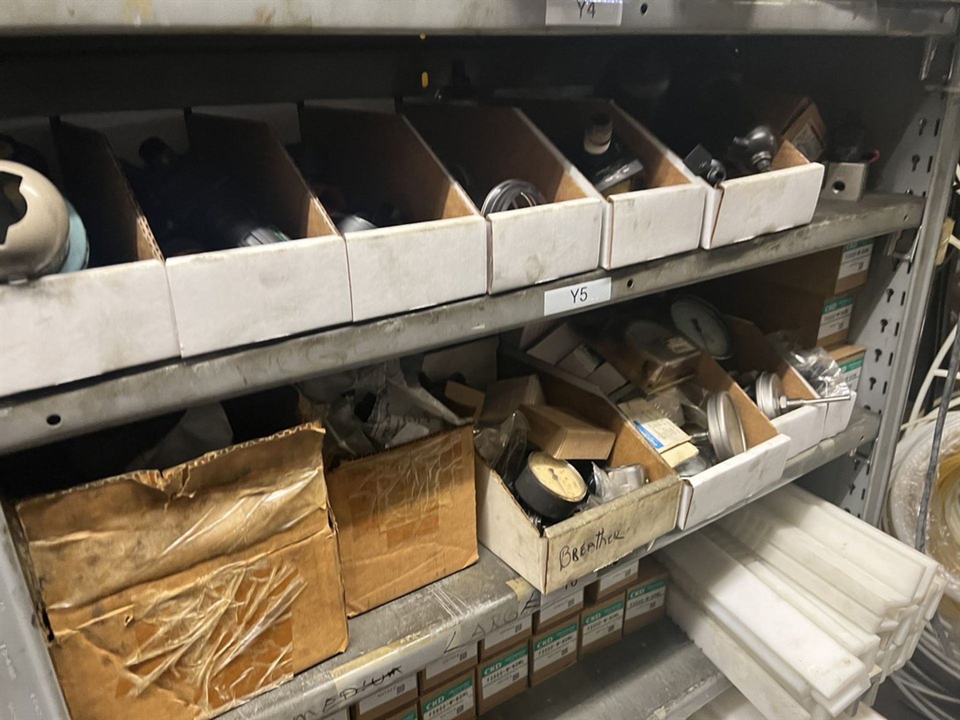 Maintenance Crib- Row of Shop Shelving w/ Contents Including Bearings, Pulleys, Belts, Valves, PVC - Image 26 of 26