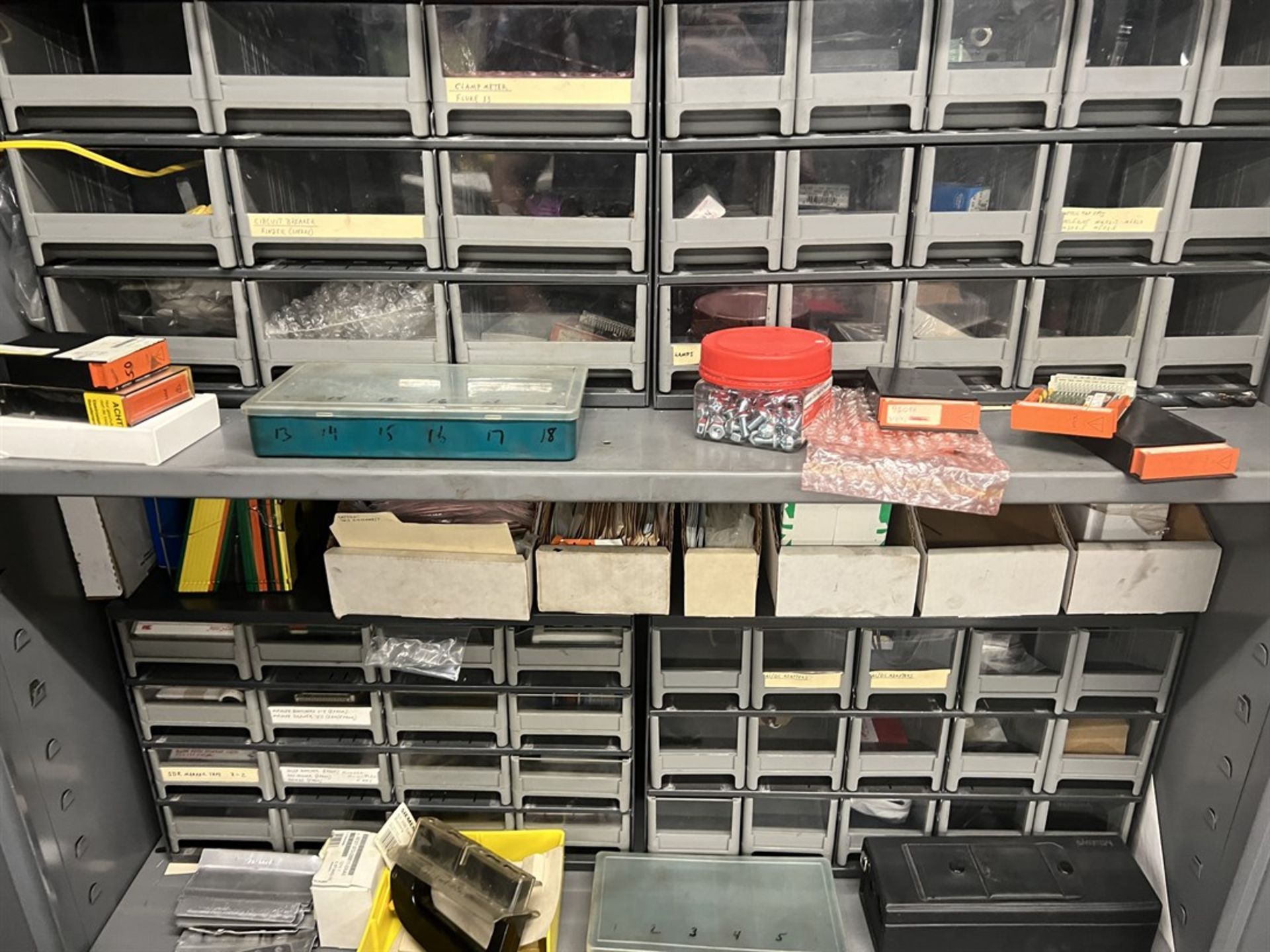 Shop Cabinet w/ Assorted Electrical Supplies and Fasteners - Image 4 of 9