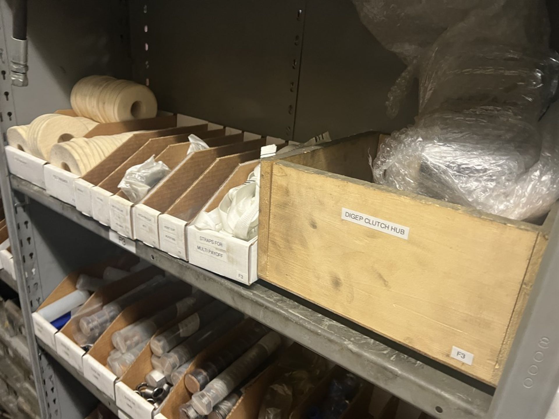 Maintenance Crib- Row of Shop Shelving w/ Contents Including Brakes, Pads, Solenoids, Oil Sensors, - Image 22 of 30