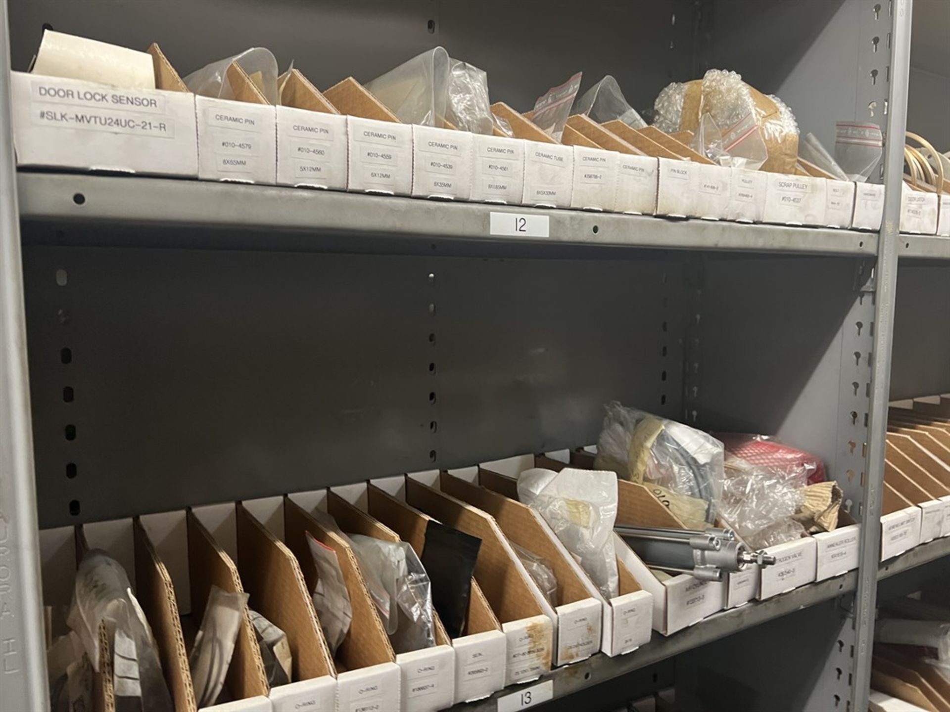 Maintenance Crib- Row of Shop Shelving w/ Contents Including Pulleys, O-Rings, Sensors, Ceramic - Image 7 of 26