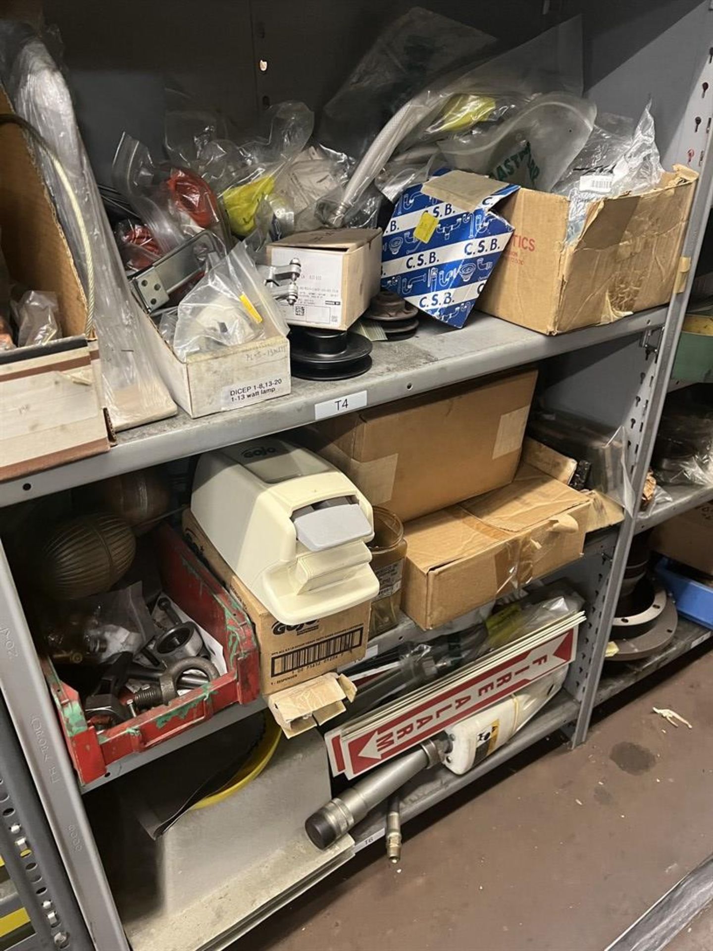 Maintenance Crib- Row of Shop Shelving w/ Contents Including Bearings, Pulleys, Belts, Valves, PVC - Image 4 of 26