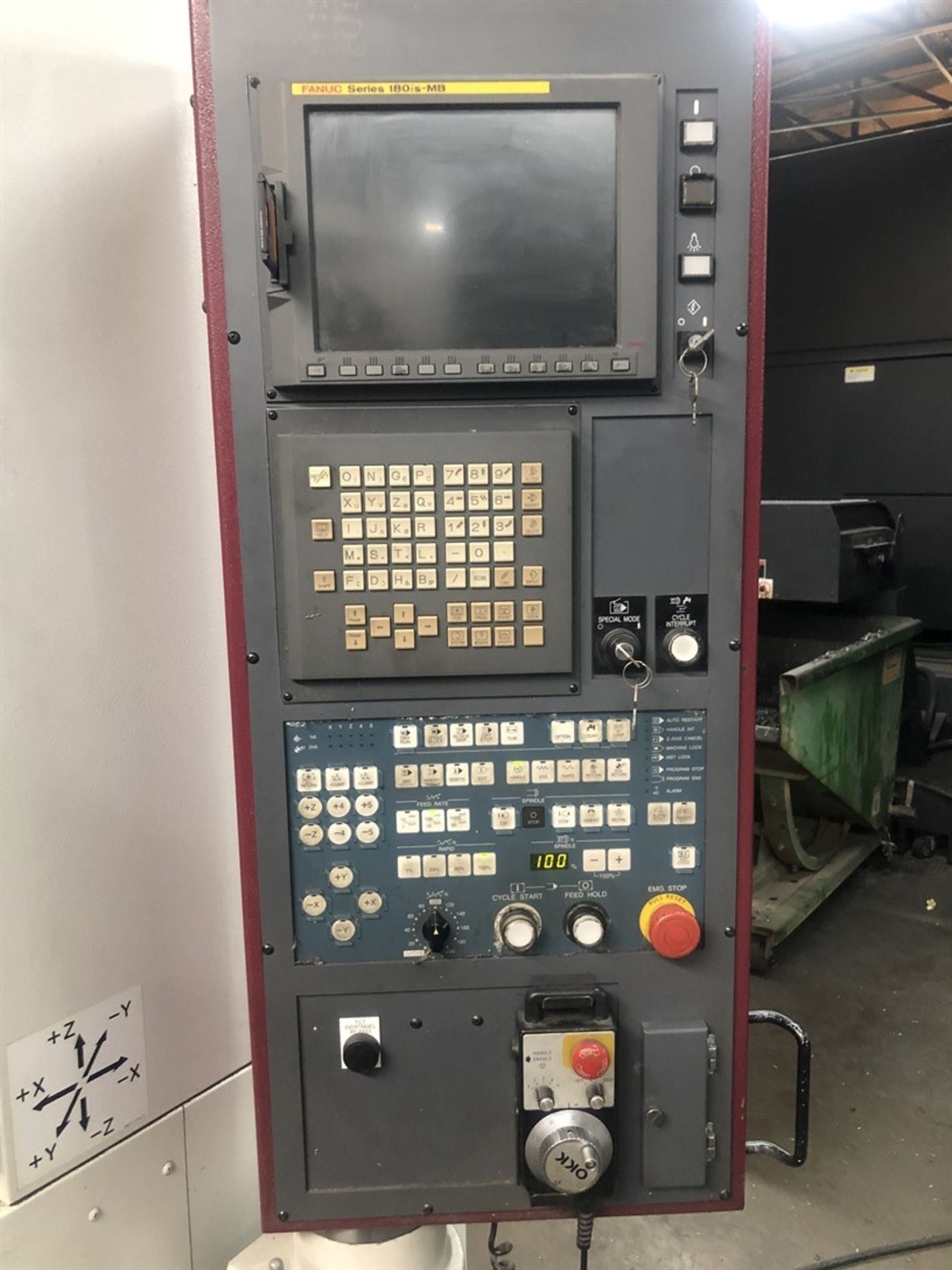 2008 OKK VM5III Vertical Machining Center, s/n, 3628, Fanuc 180iS-MB Control, 22” x 41-1/4” Table, - Image 8 of 9