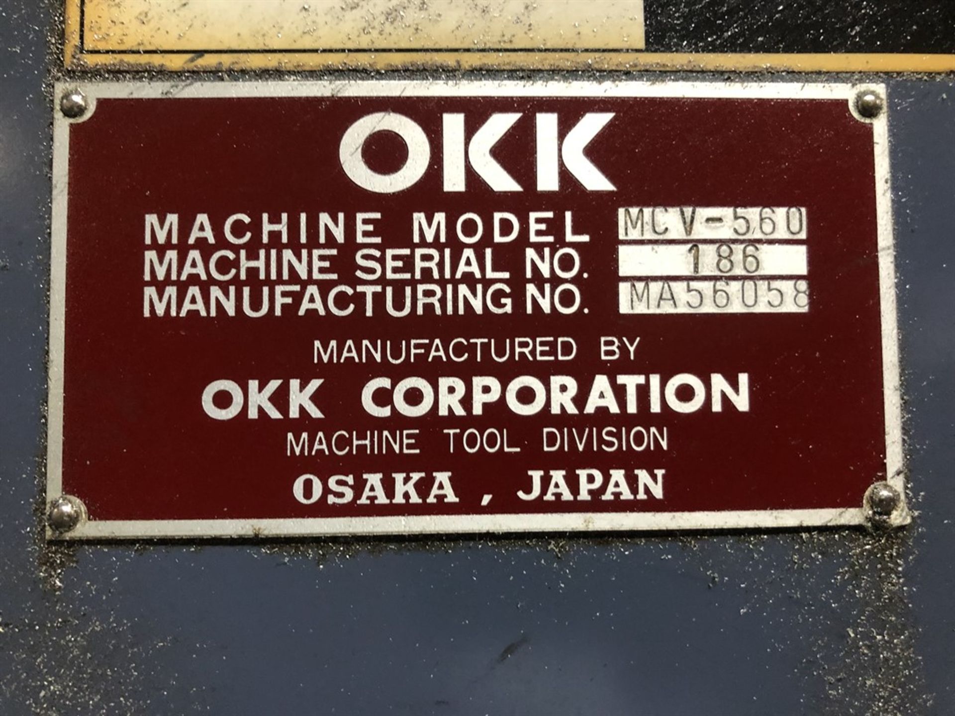 OKK MCV-560 Vertical Machining Center, s/n 186, Neomatic Control, 22” x 51” Table, CT50 Spindle - Image 8 of 8